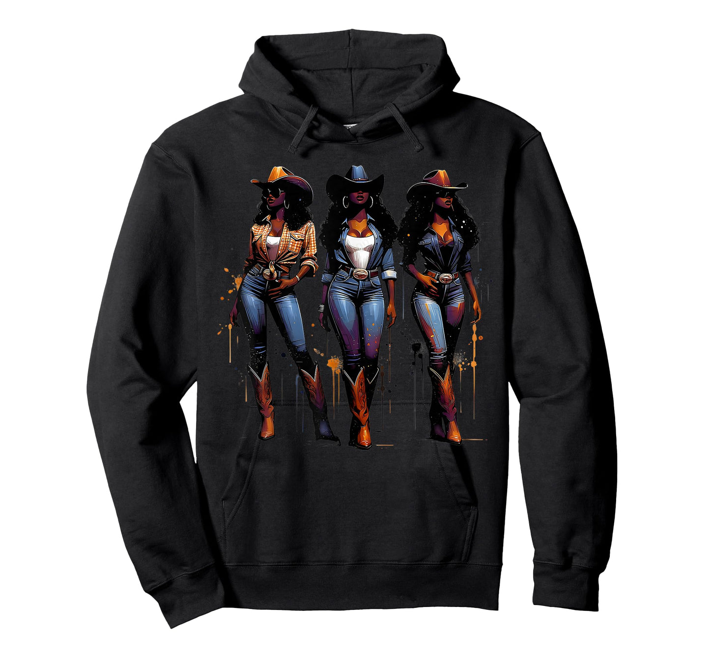 Black Cowgirl Painting Art Western Rodeo Melanin Black Woman T-Shirt