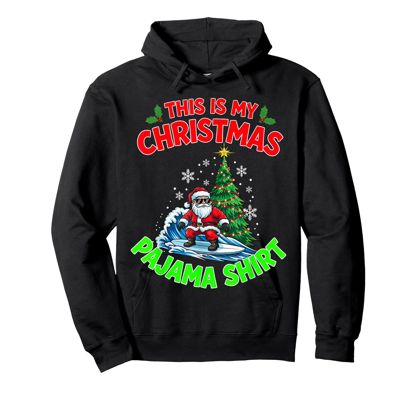 This is My Christmas Pajama Santa Claus Playing Surfing T-Shirt