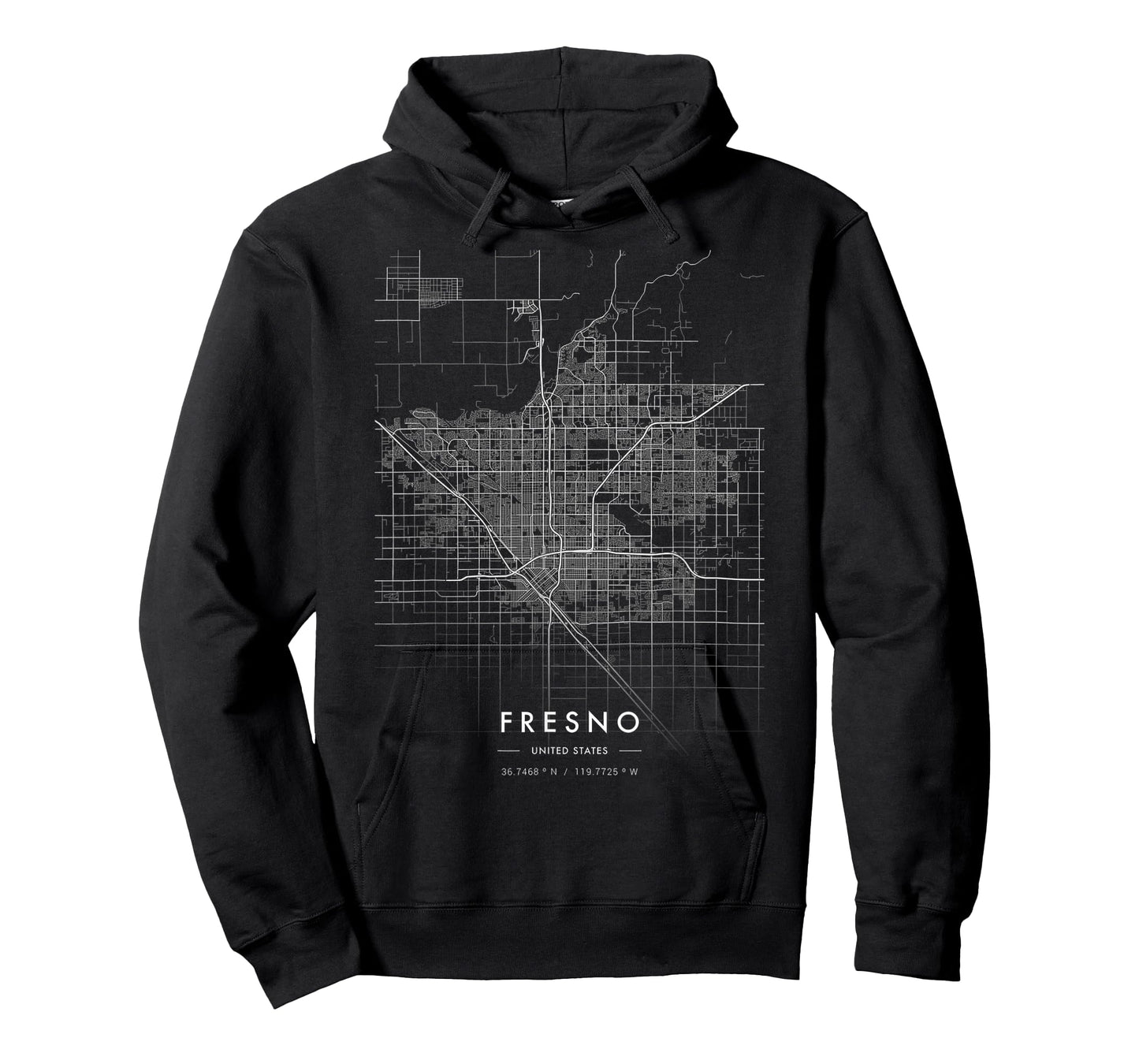 Fresno California Funny City Coordinates Skyline City Map T-Shirt