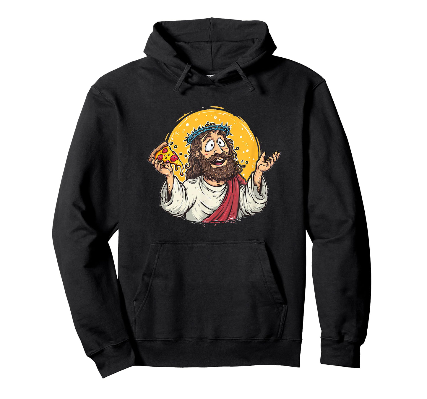 Funny Cartoon Jesus Christ with Pizza Slice Costume T-Shirt