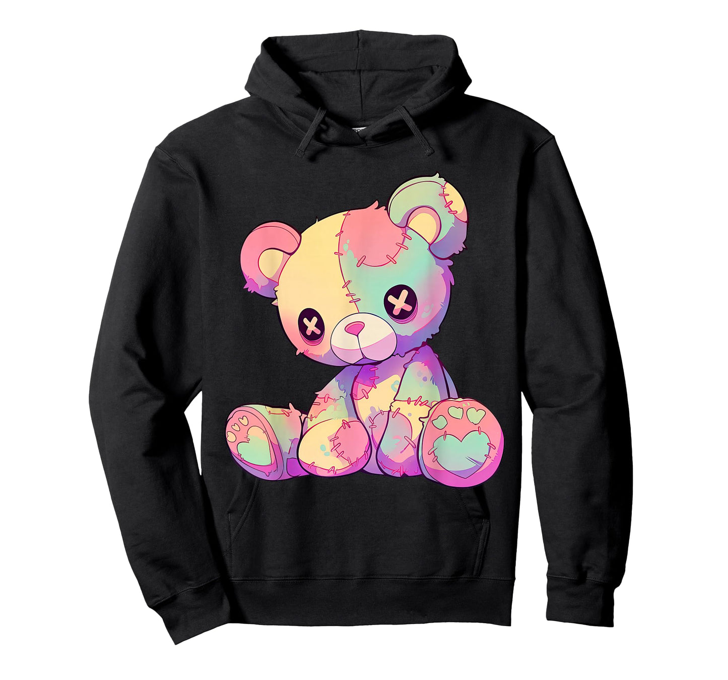 Kawaii Pastel Goth Creepy Cute Witchy Patchwork Teddy Bear T-Shirt