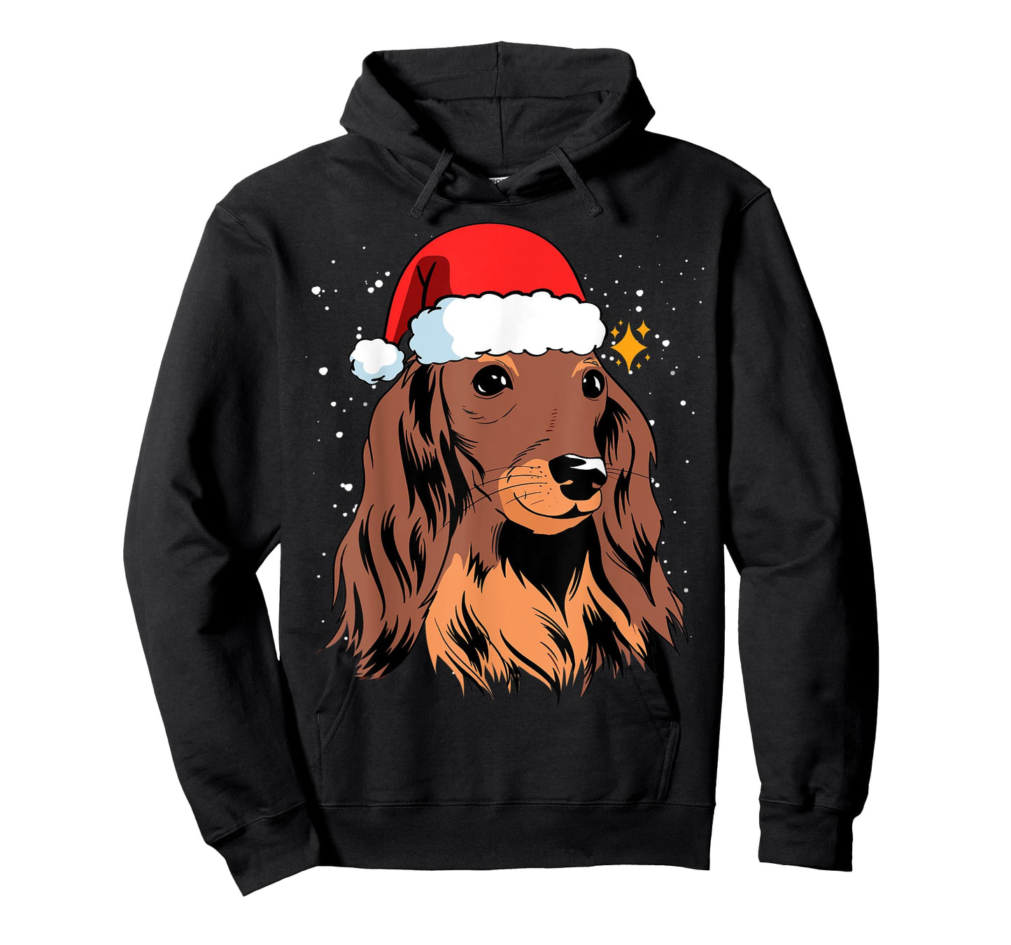 Dachshund Long Hair Santa Christmas Tree Lights Xmas Gift T-Shirt