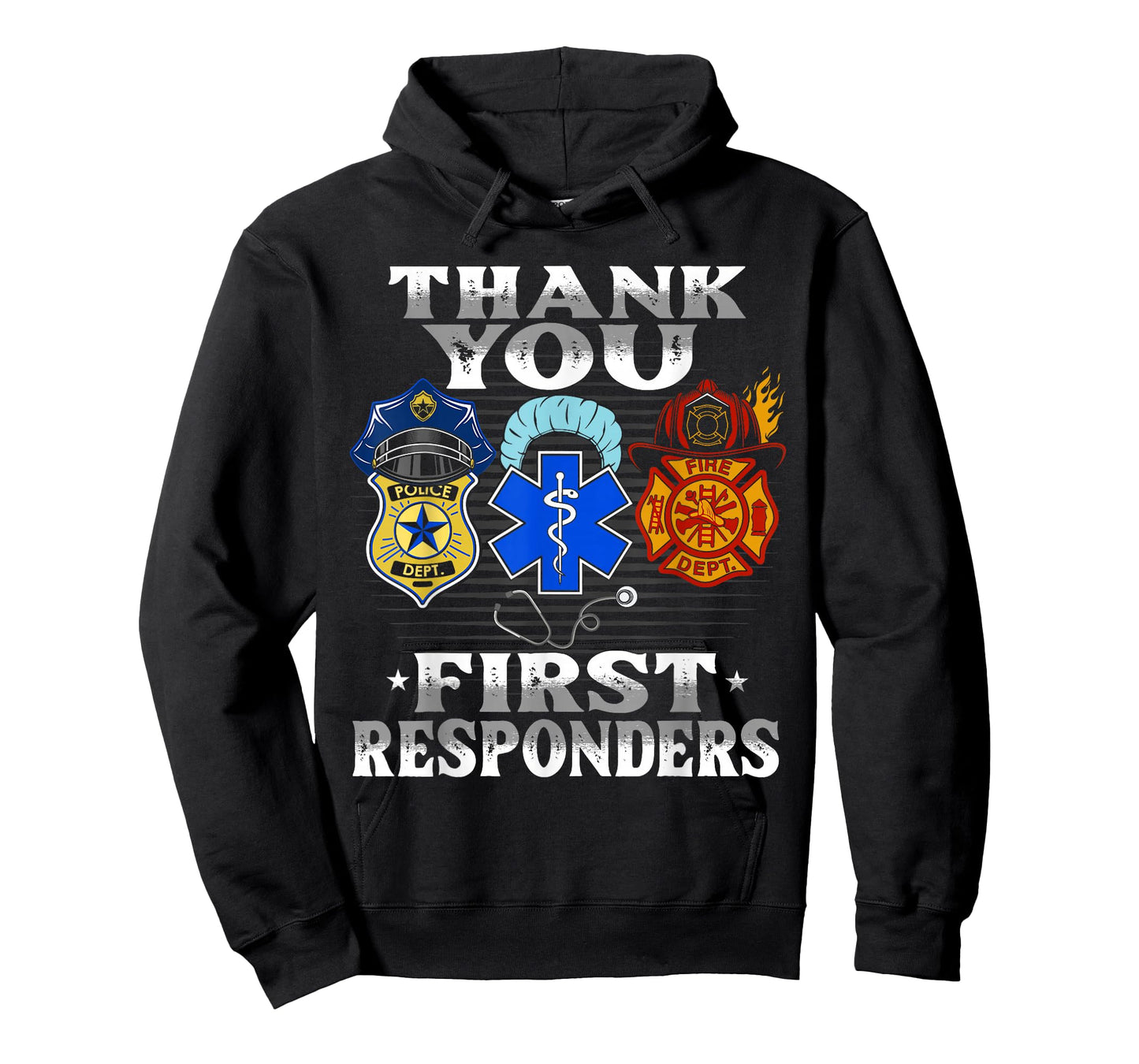 Thank You First Responders Patriotic EMT Police Fire Brigade T-Shirt