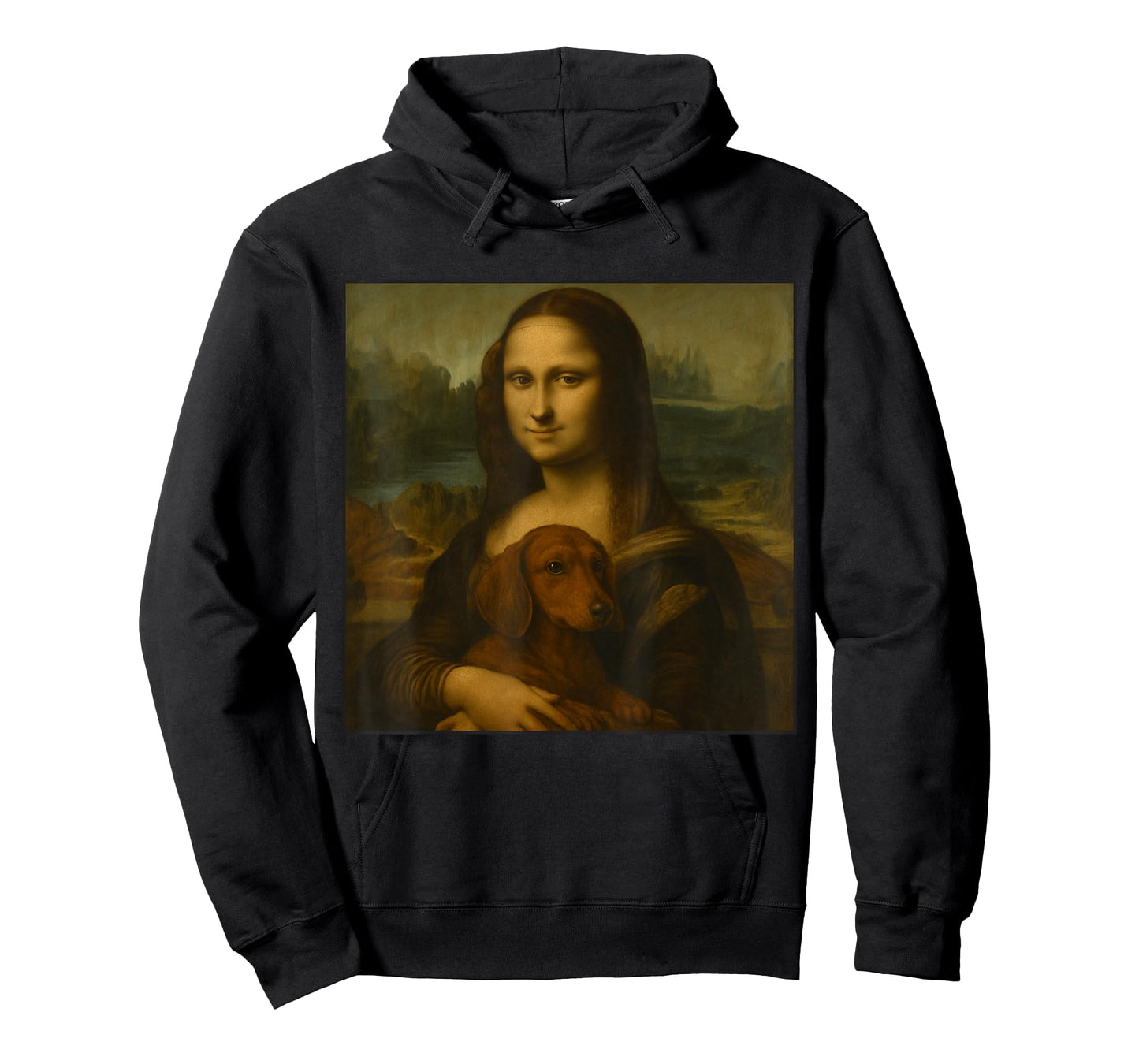 Mona Lisa Holding Dachshund Funny Dog Lover Art Wiener Dog T-Shirt for Men Women Kids