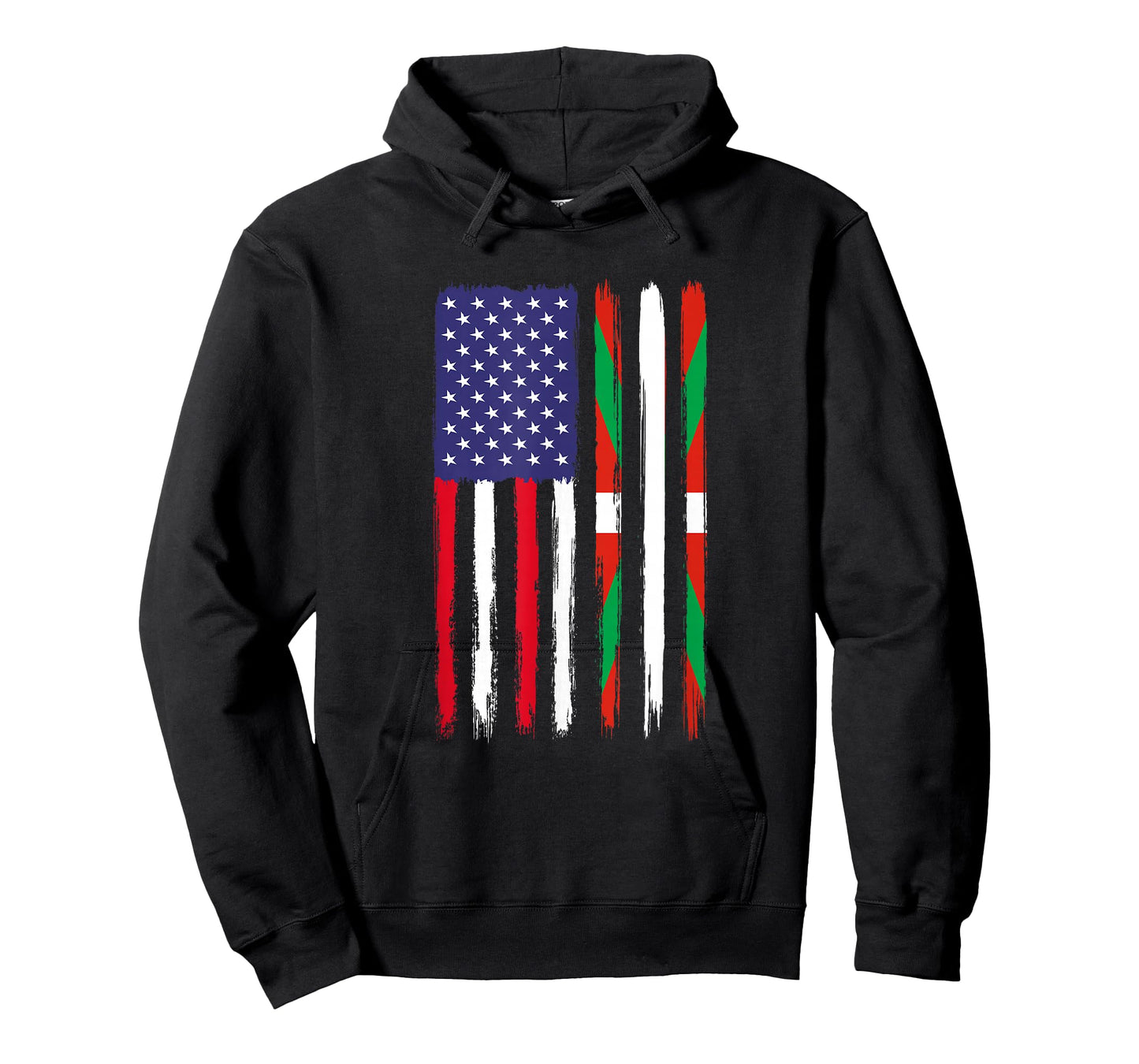 Basque Roots Half American Flag Patriotic Basque Women Girls Kids Men T-Shirt