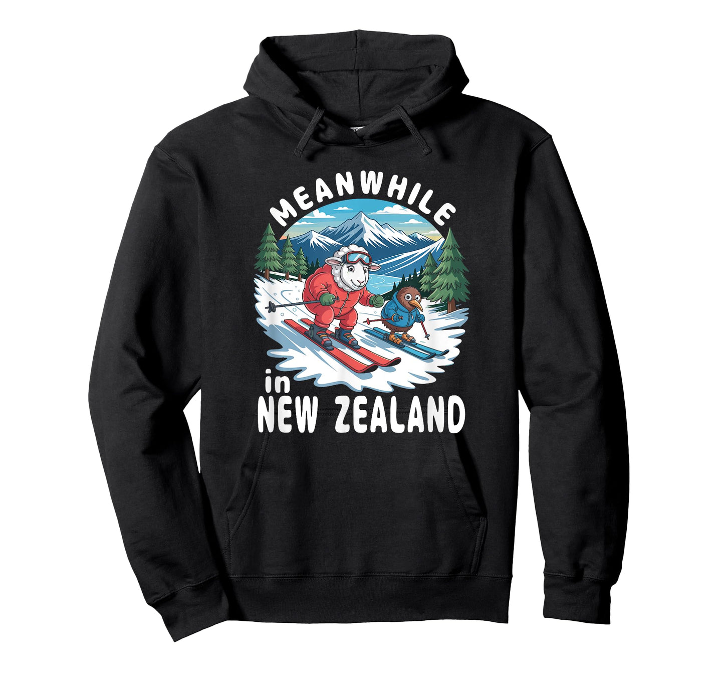 Meanwhile in New Zealand Kiwi Sheep Skiing Winter Souvenir T-Shirt