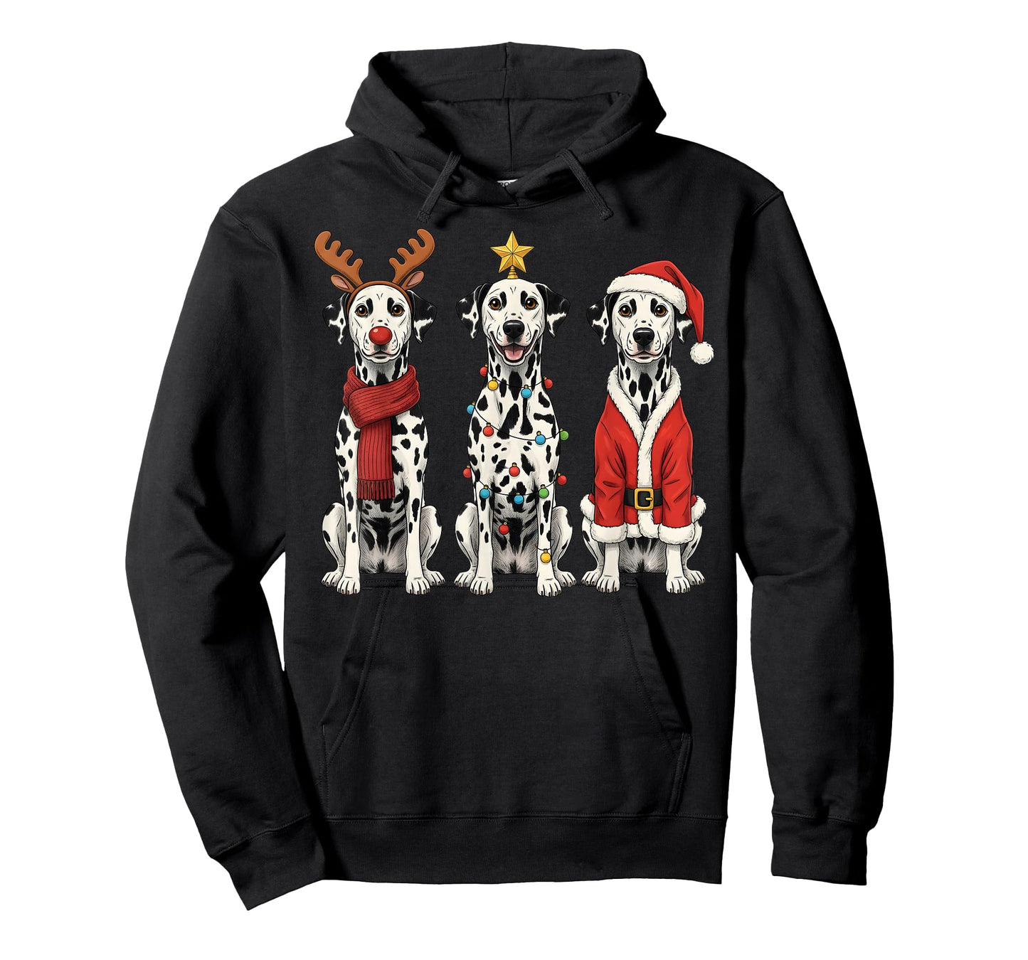 Retro Christmas Dalmatian Santa Reindeer Dog Lover T-Shirt