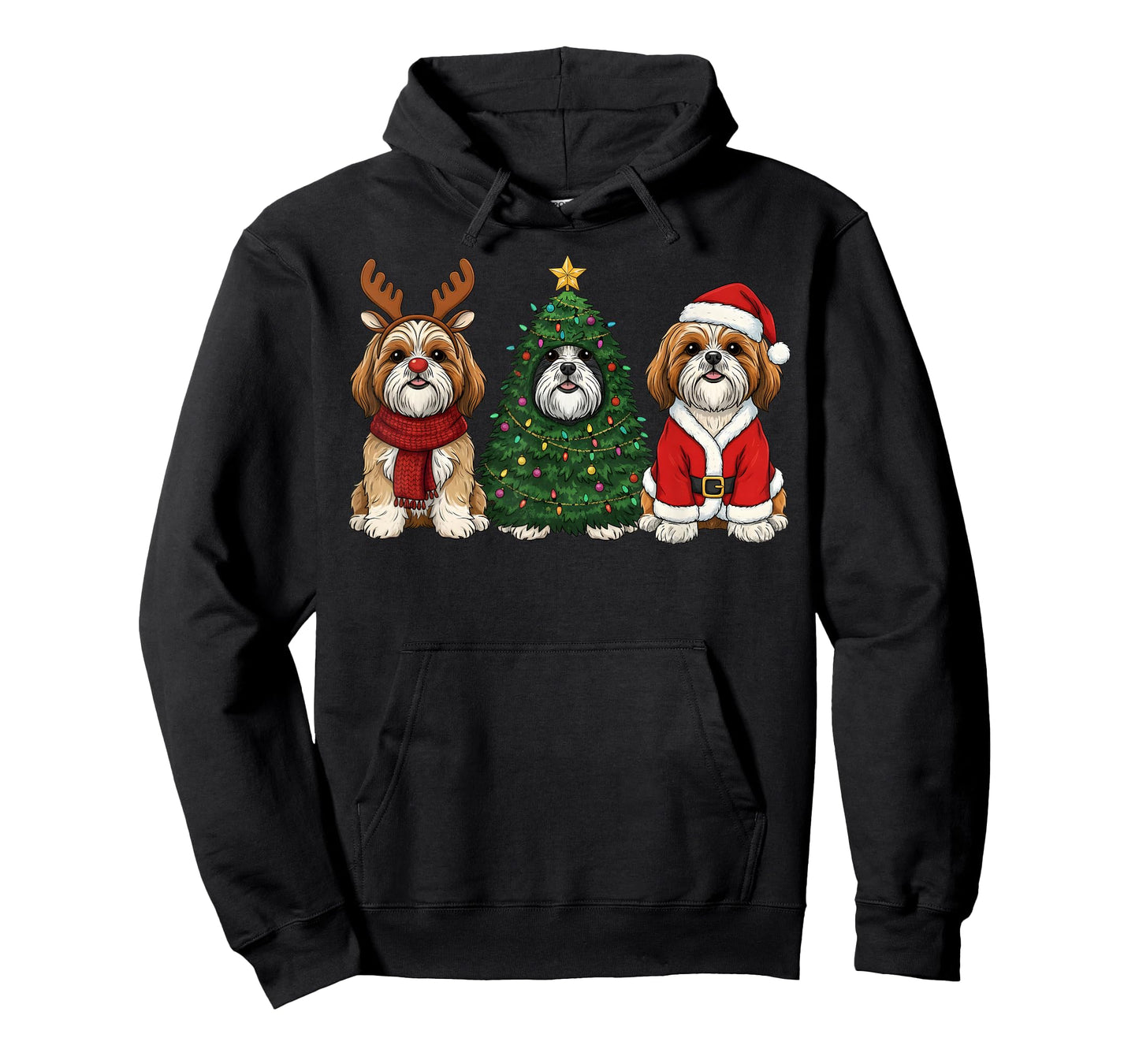 Retro Christmas Shih Tzu Santa Reindeer Dog Lover T-Shirt