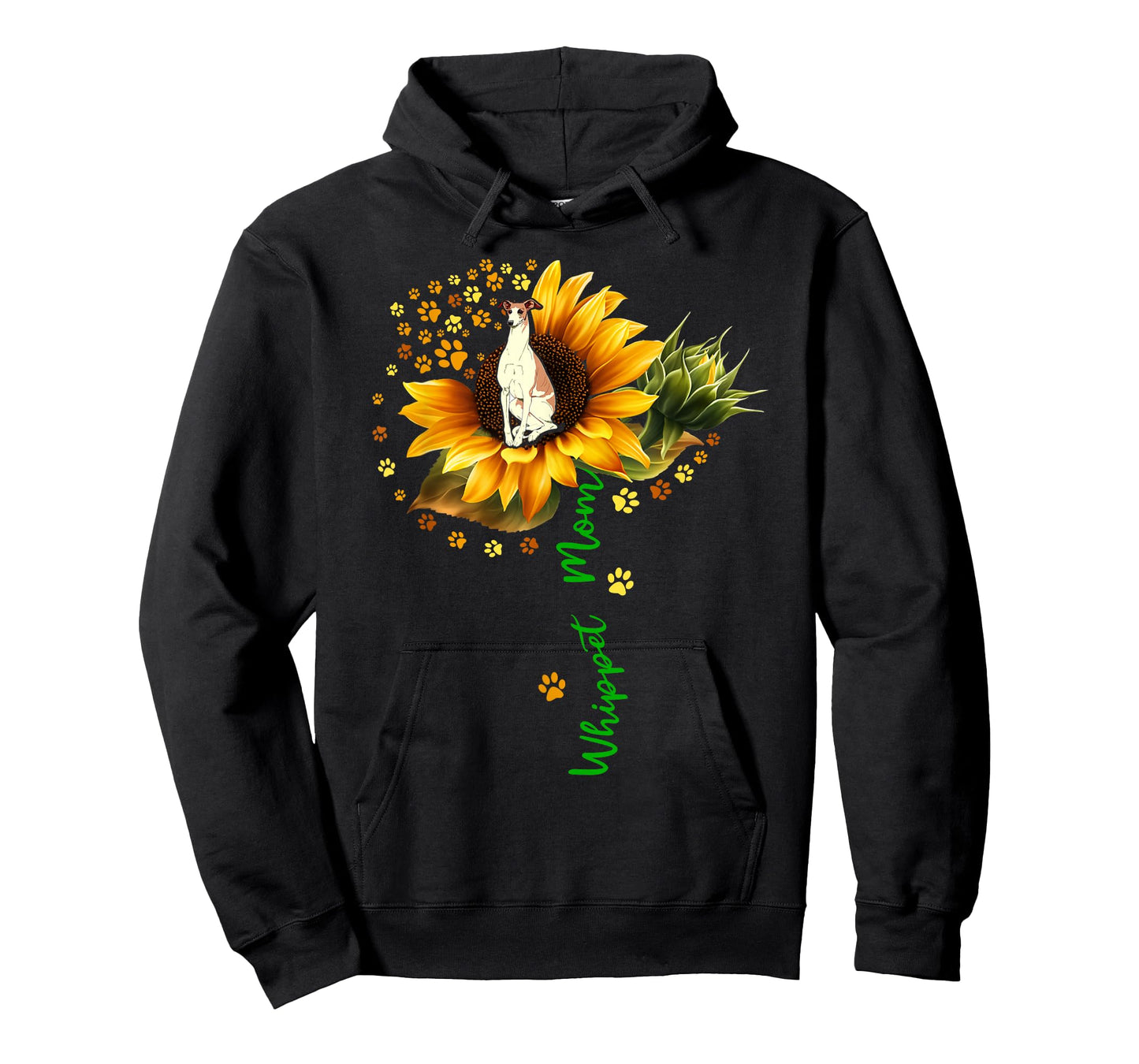 Whippet Mom Funny Whippet On Sunflower Dog Paws Flower T-Shirt