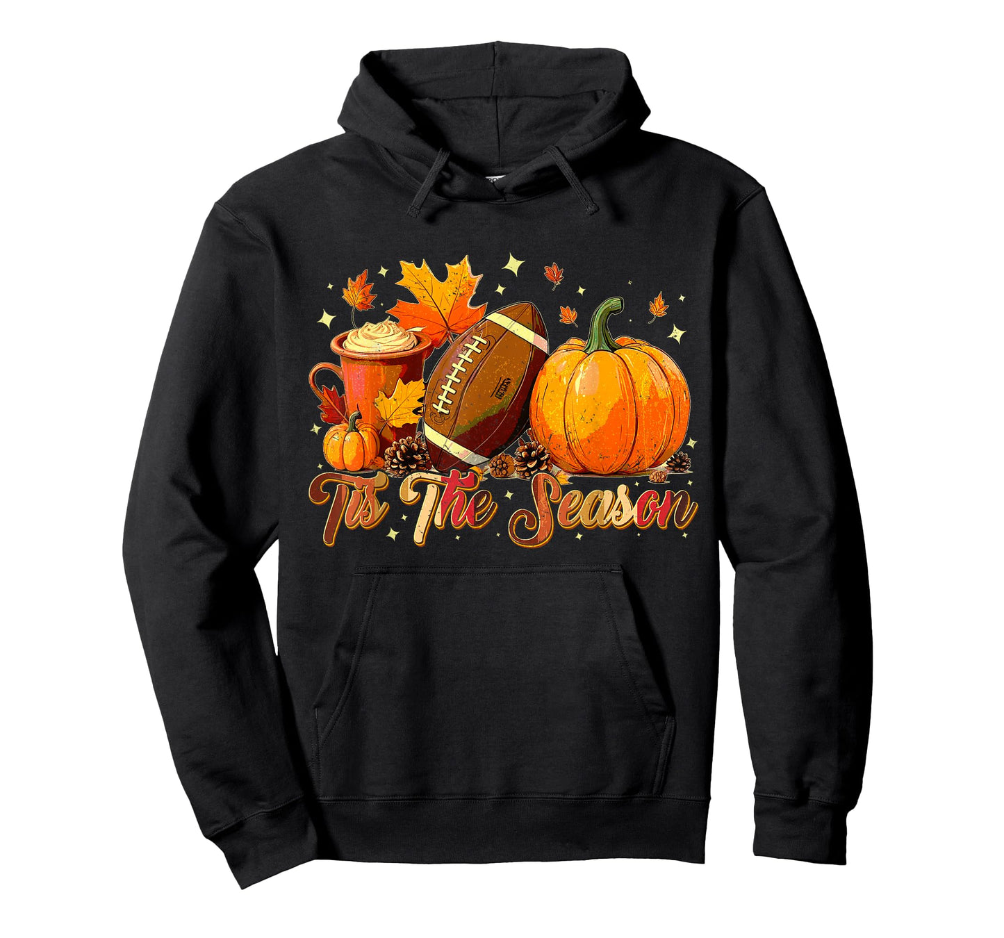 Tis The Season American Football Pumpkin Autumn Fall Leaves T-Shirt