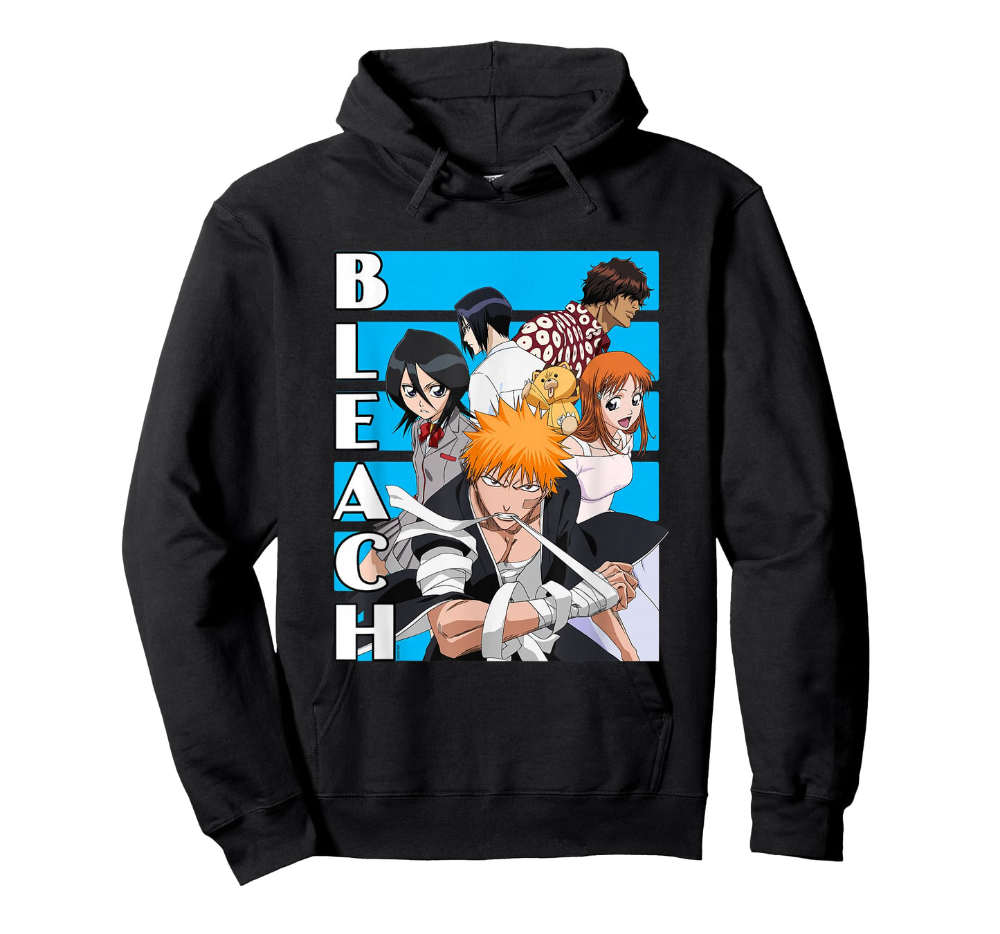 Bleach Characters with Blue Lines and Logo Anime T-Shirt
