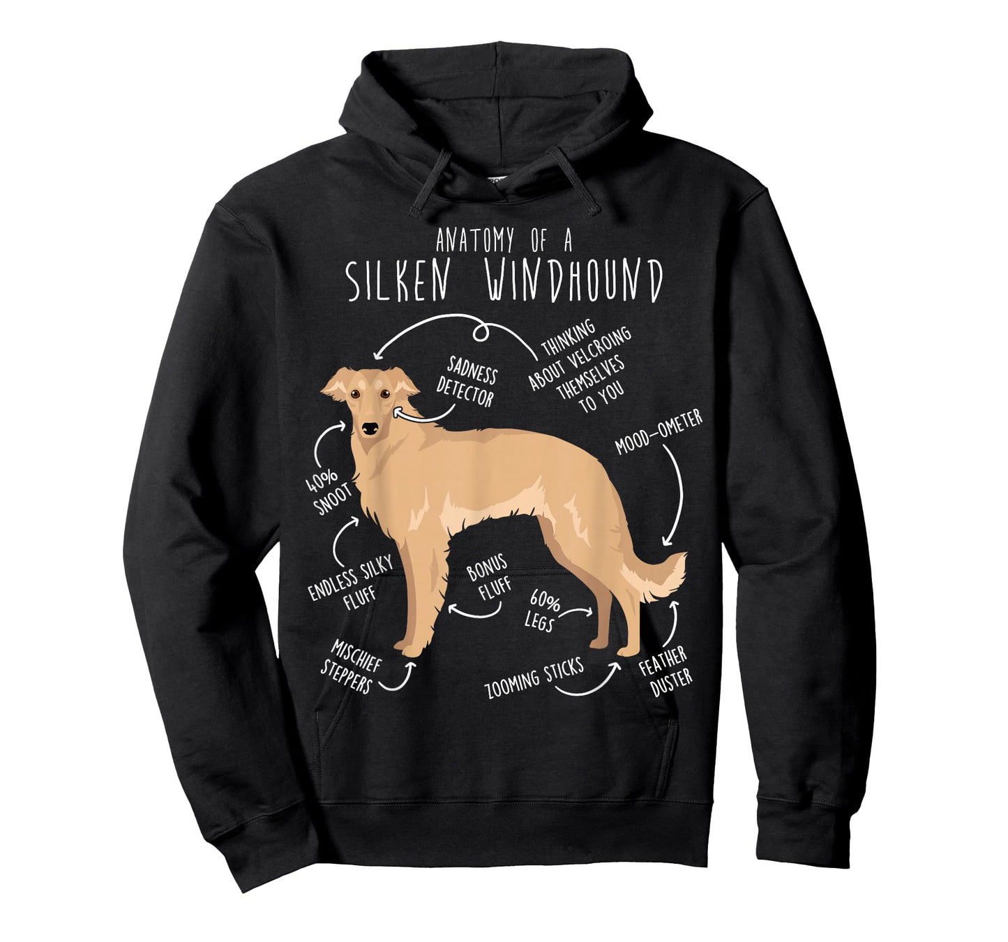 Silken Windhound Anatomy, Funny Cute Pet Lover Fawn Cream T-Shirt