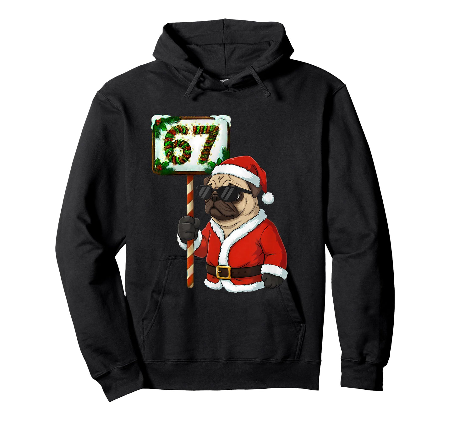 67 Meme Funny Six Seven Christmas Pug Dog Lover T-Shirt