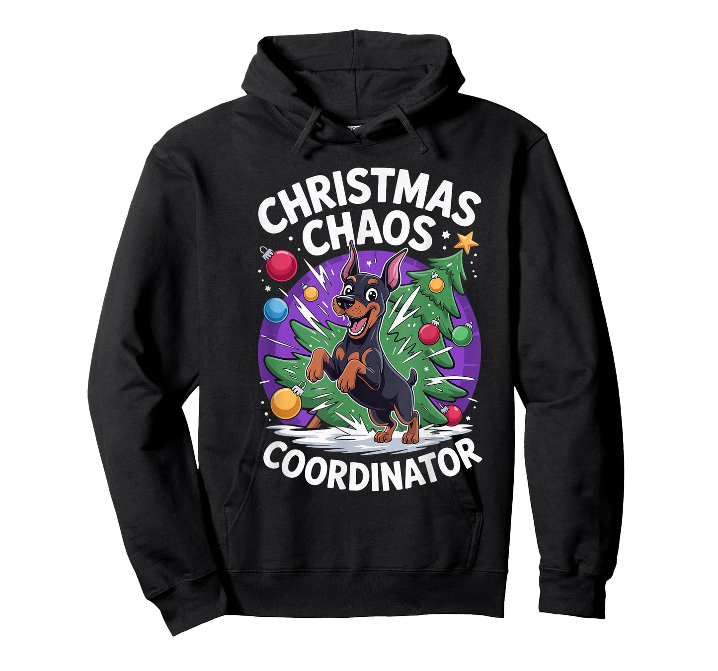 Christmas Chaos Coordinator Puppy Funny Doberman Pinscher T-Shirt