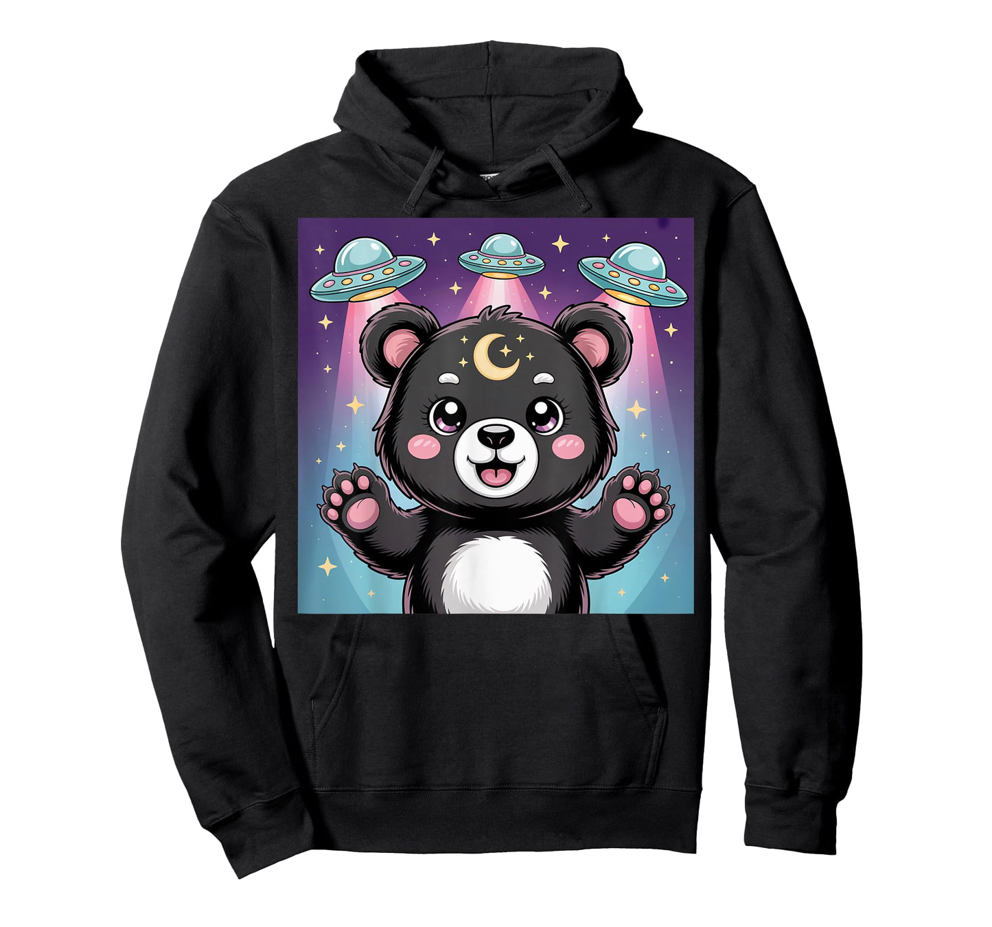 Bear Alien UFOs Aesthetic Kawaii Goth Girl Clothes Pink Goth T-Shirt