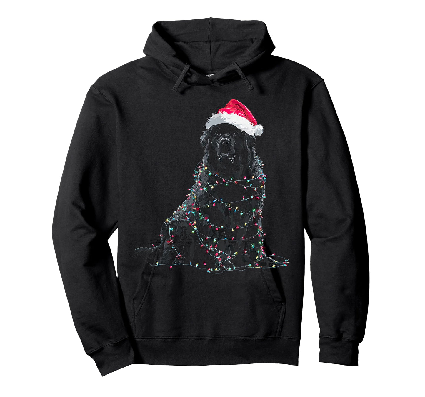 Funny Newfoundland Christmas Graphic Dog Lights Lover Newfie T-Shirt