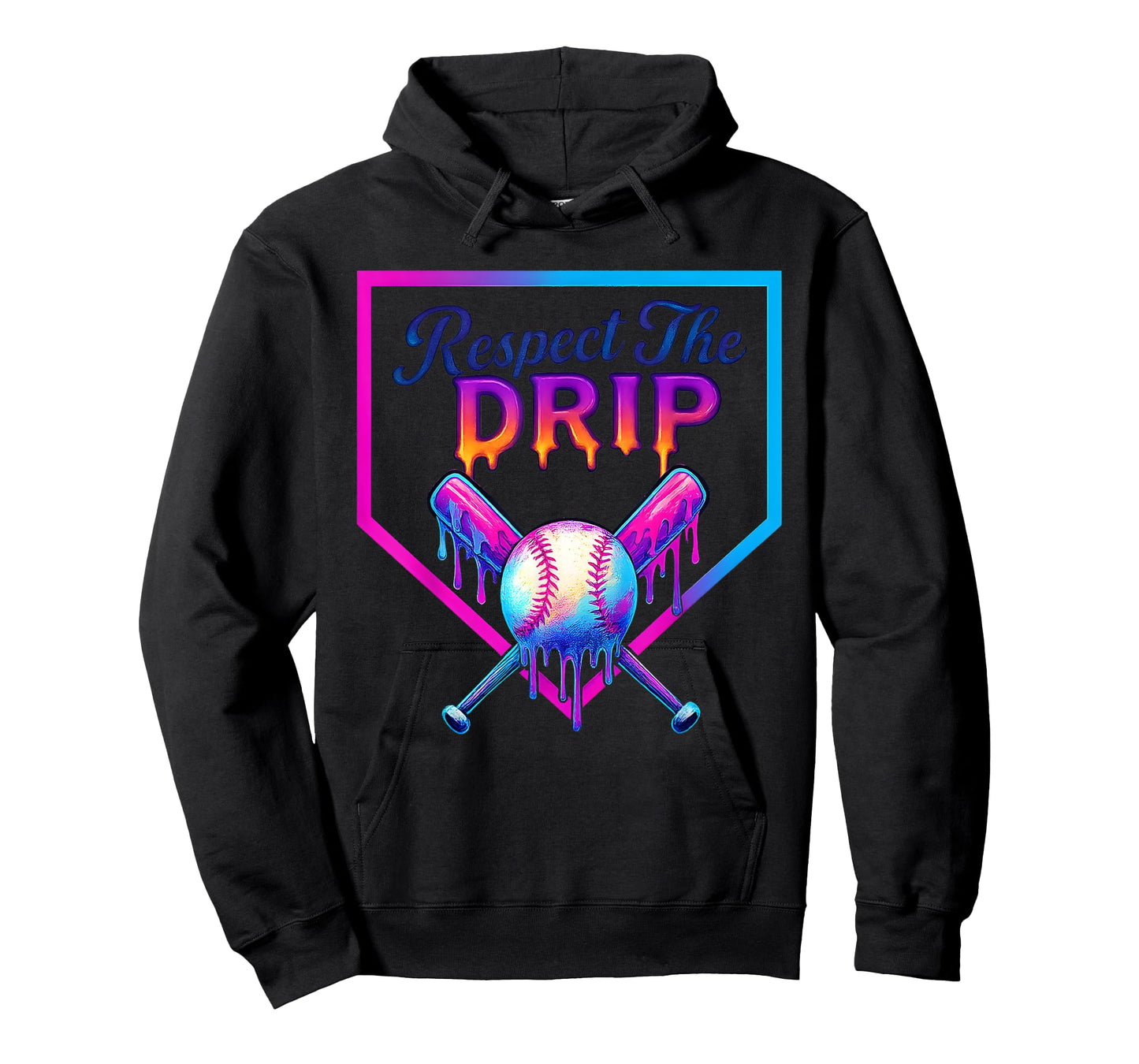 Baseball Home Plate Respect The Drip Ice Cream Drip T-Shirt