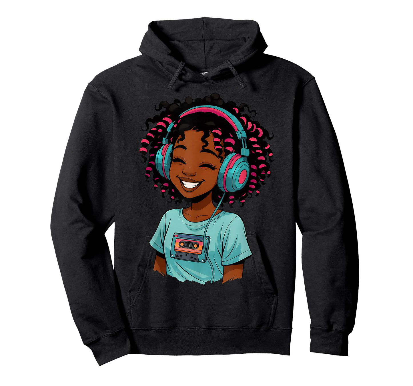 Anime and Music Afro Black Girl Women Anime African American T-Shirt