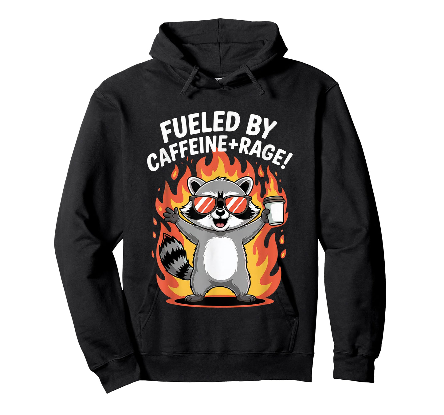 Fueled By Caffeine And Rage Angry Raccoon Coffee T-Shirt