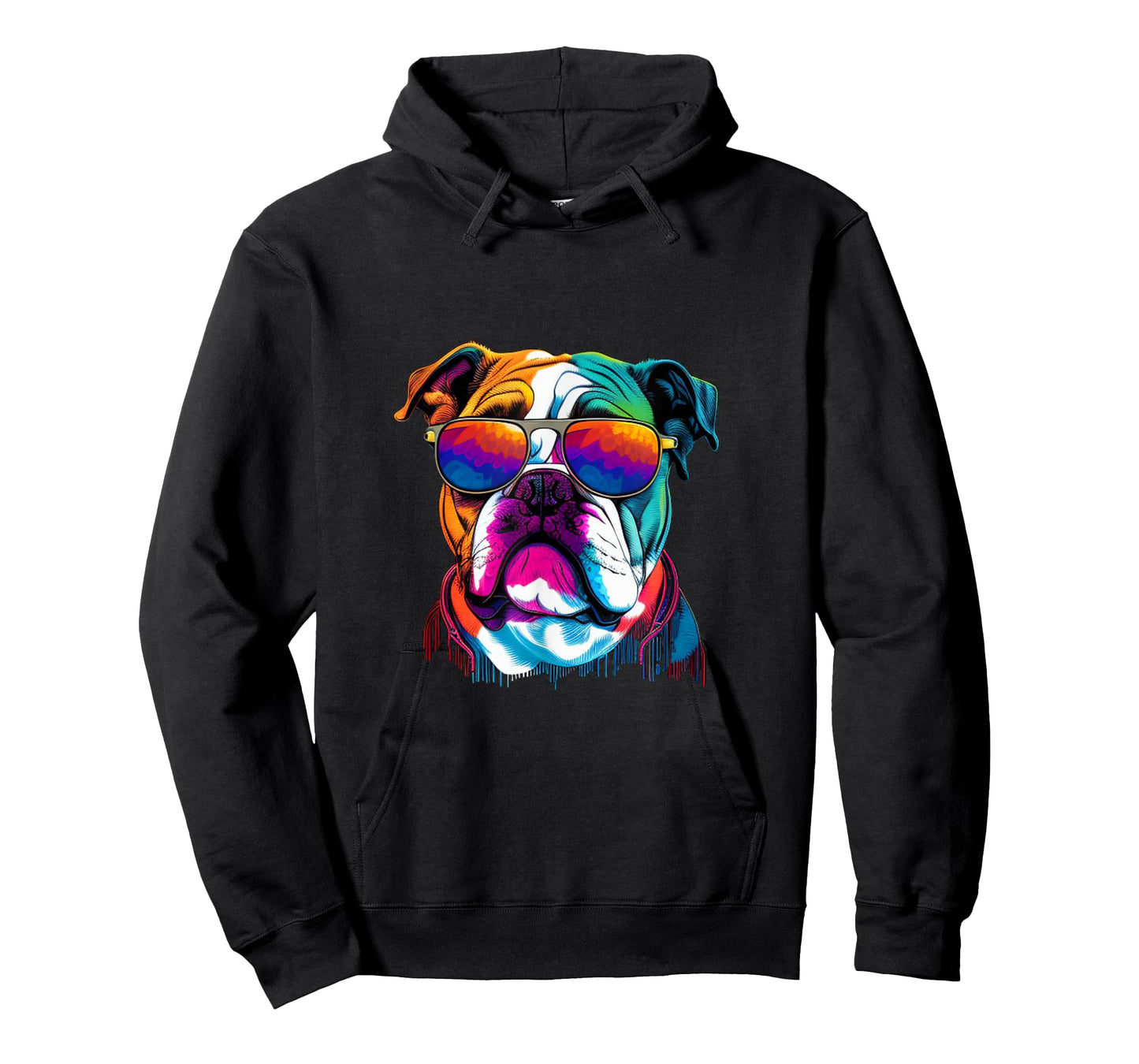 Funny Multicolor English Bulldog Face T-Shirt
