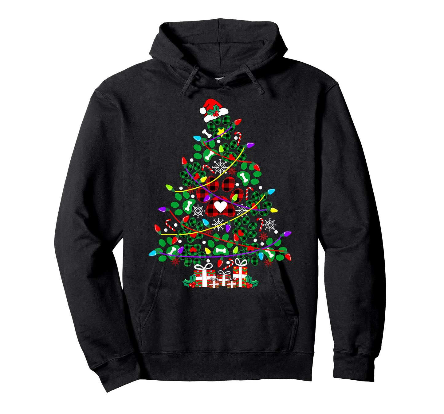 Paw Print Christmas Tree Dog or Cat T-Shirt for Men Women Kids