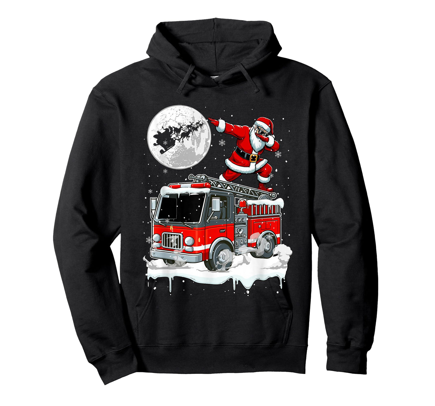 Santa Dabbing On Fire Truck Christmas Driver Lover Kids T-Shirt