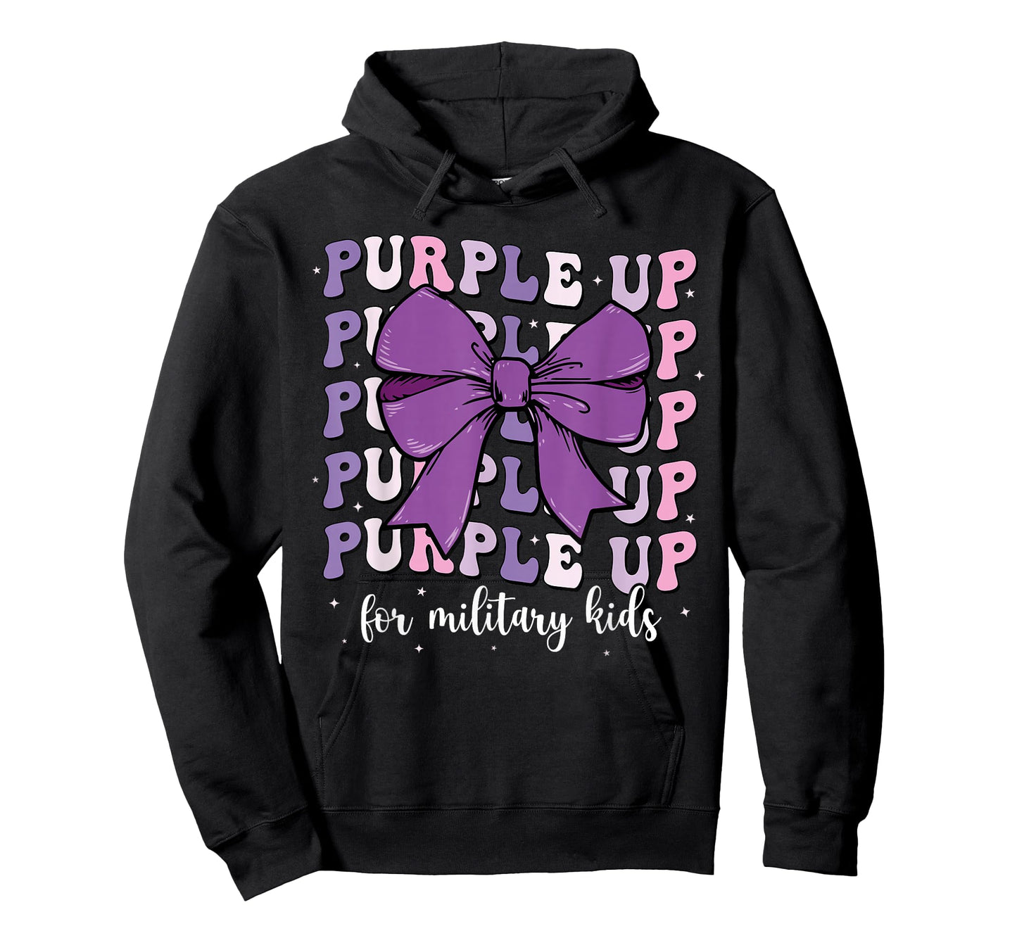 Purple Up For Military Kids Girl Coquette Bow Military Child T-Shirt
