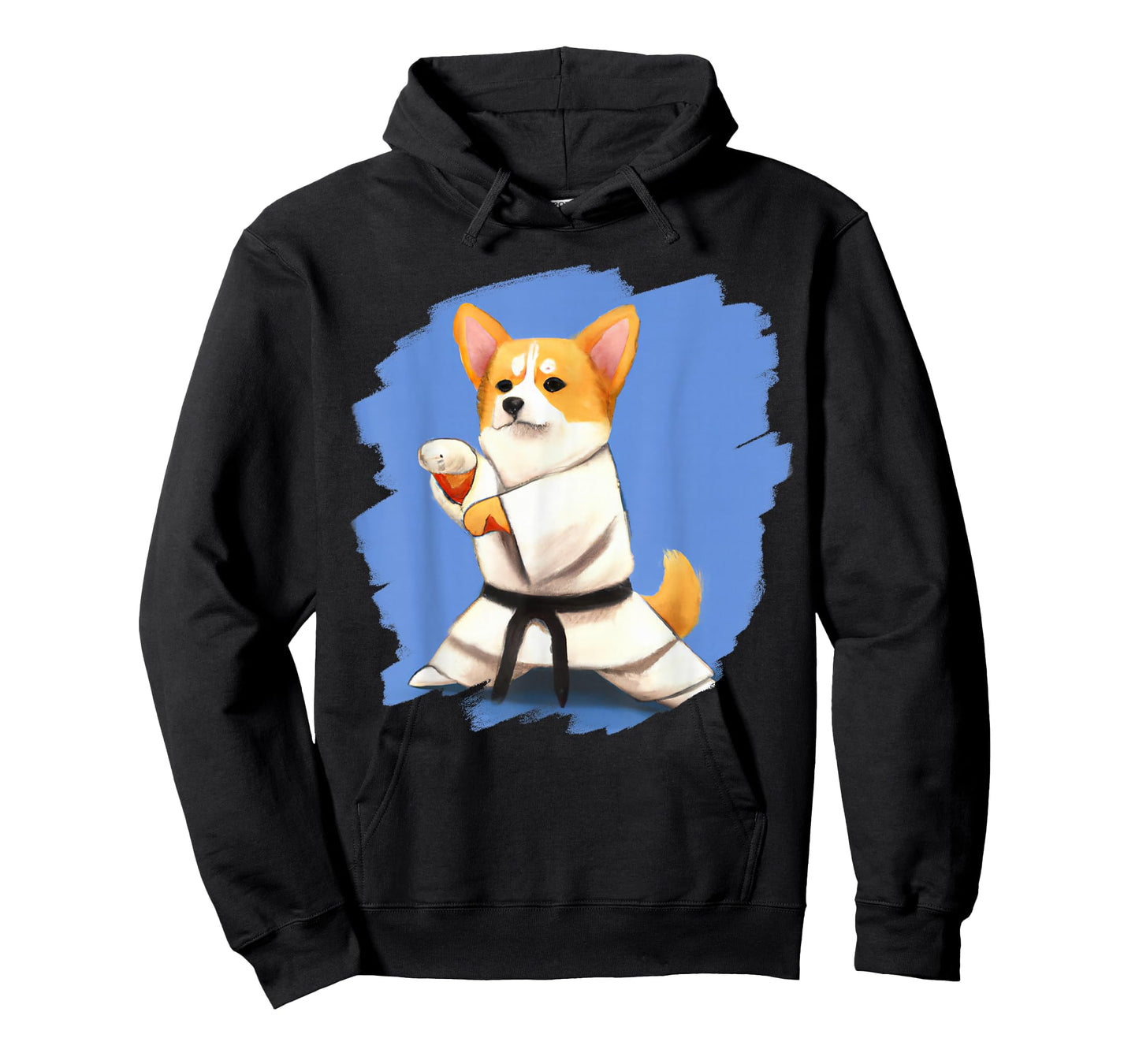 Corgi Doing Karate Kick Black Belt Martial Arts Dog T-Shirt