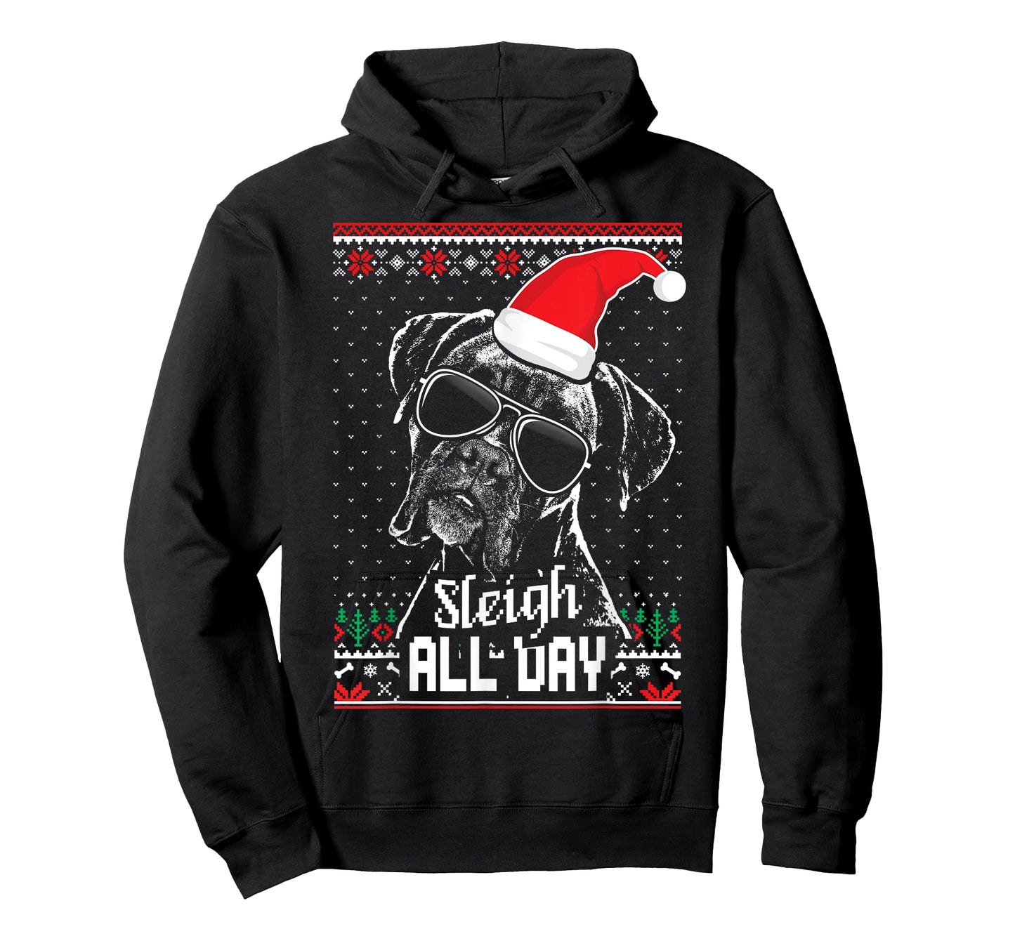 Sleigh all Day Funny Boxer Dog Christmas T-Shirt for Men Women
