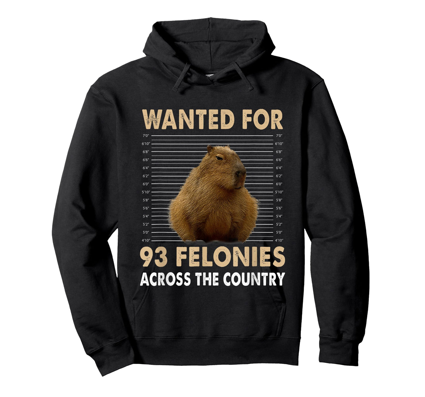 Capybara Mugshot Wanted For 93 Felonies Across The Country T-Shirt