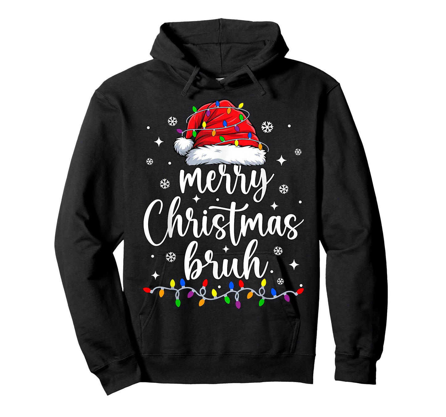 Merry Christmas Bruh Lights Red Santa Hat Xmas Men Women Kid T-Shirt
