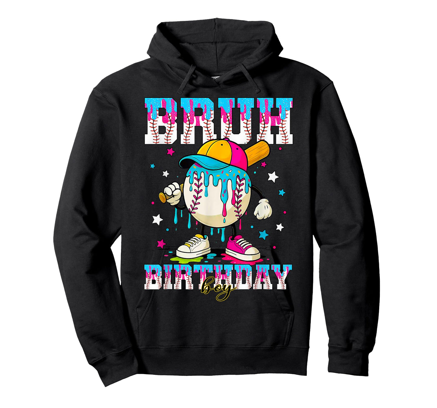 Bruh Birthday Boy Stuff Baseball Ice Cream Drip T-Shirt