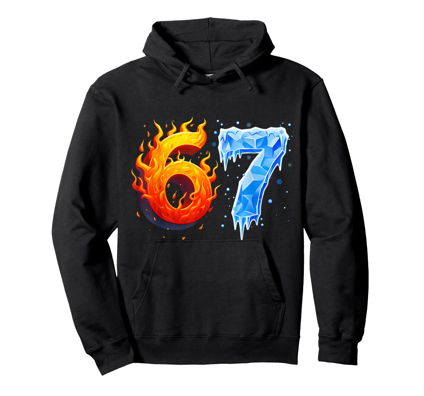 67 Six Seven 6-7 Flaming Ice Funny Teen Kids Brainrot Meme T-Shirt