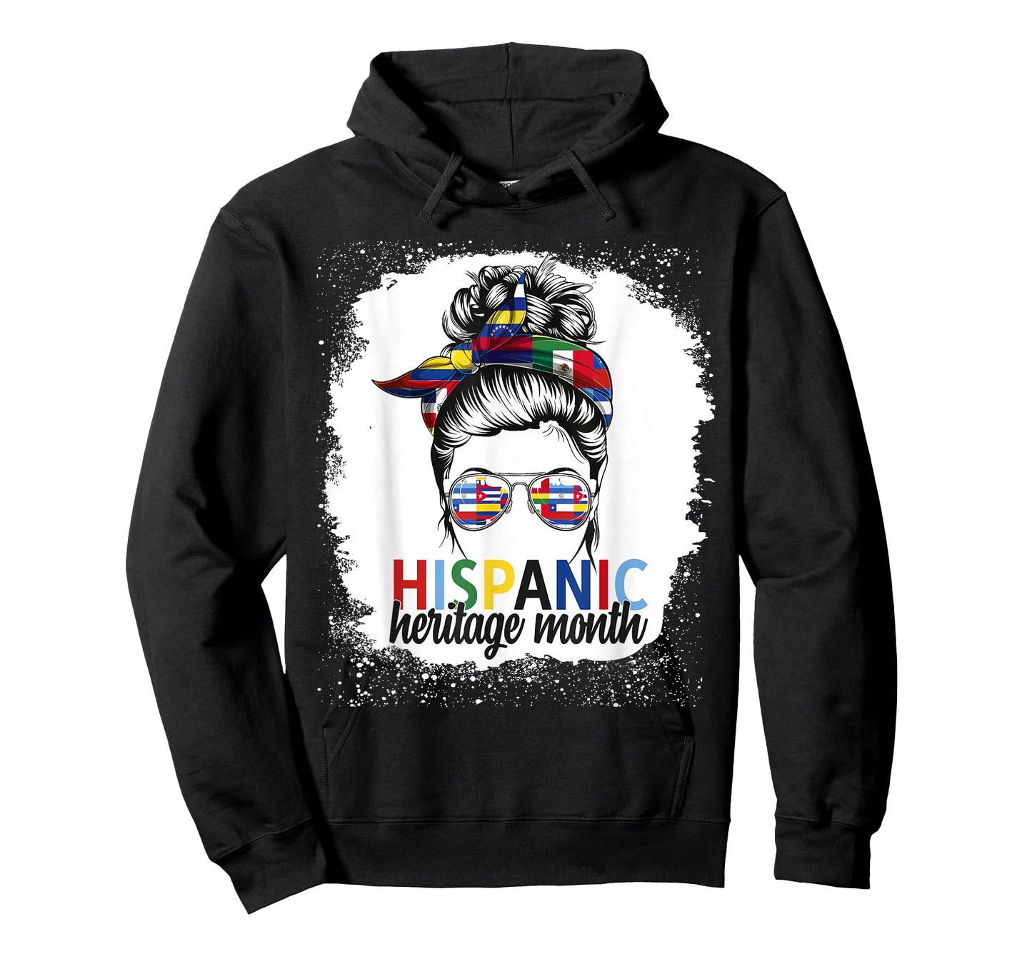 Hispanic Heritage Month All Countries Flags Women Messy Bun T-Shirt