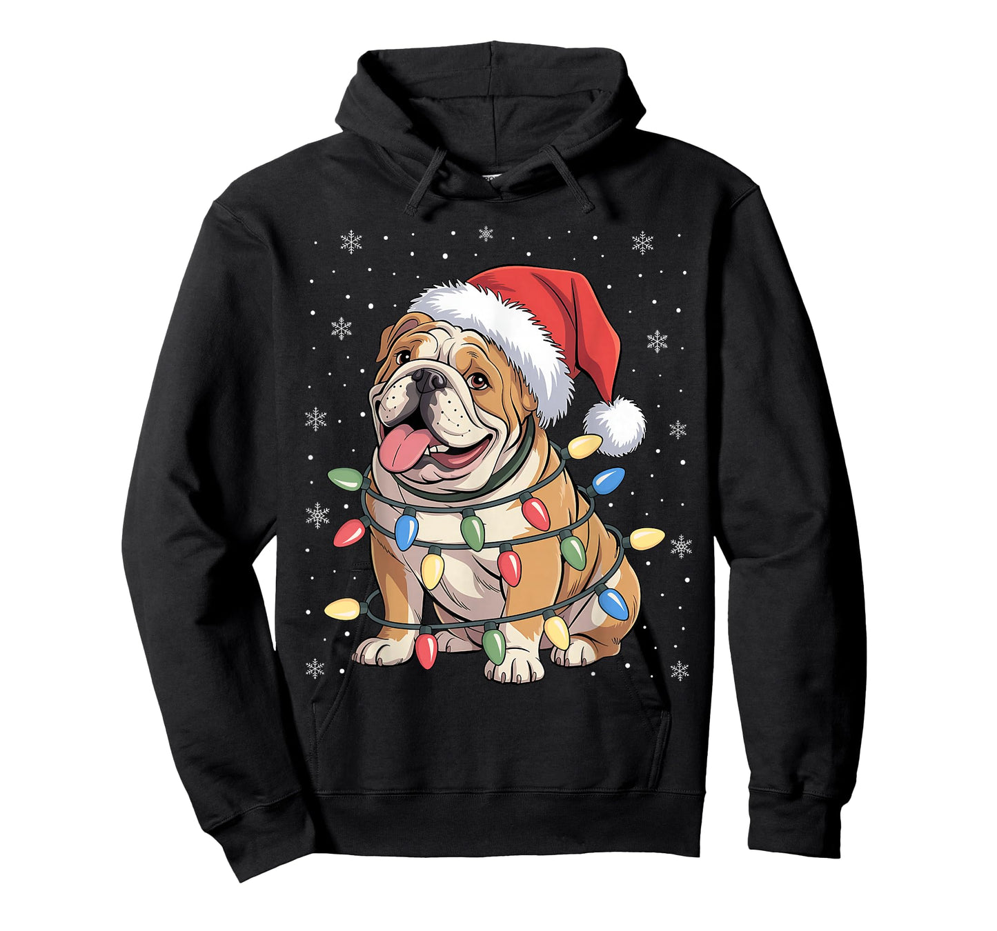 English Bulldog Christmas Tree Lights Dogs Xmas Pajamas T-Shirt