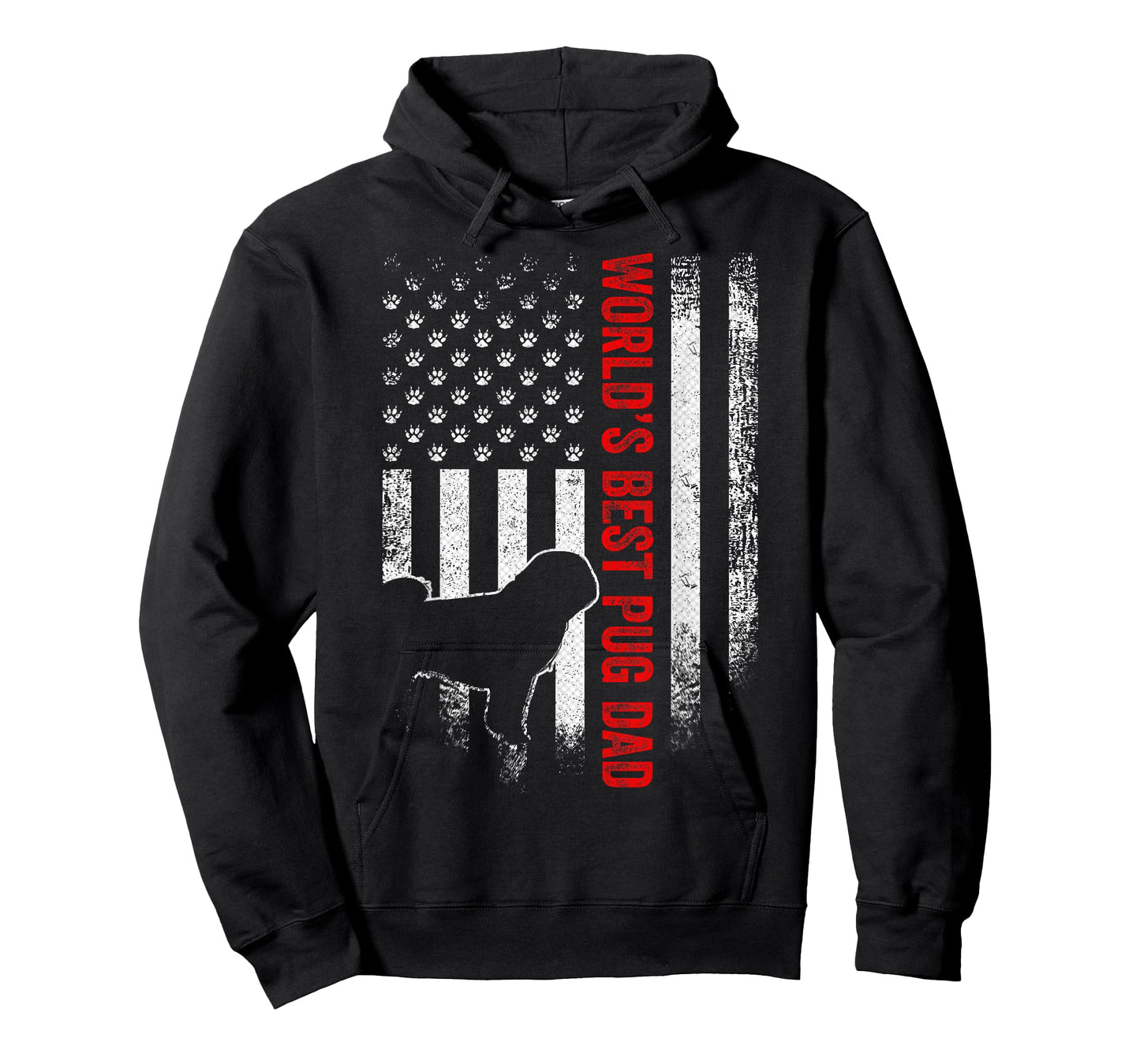 Vintage American Flag World's Best Pug Pugdog Dad Silhouette Women Men T-Shirt