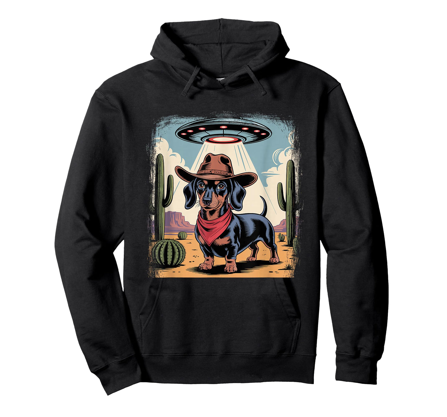 Alien Cowboy Dachshund Funny Wiener Dog UFO T-Shirt