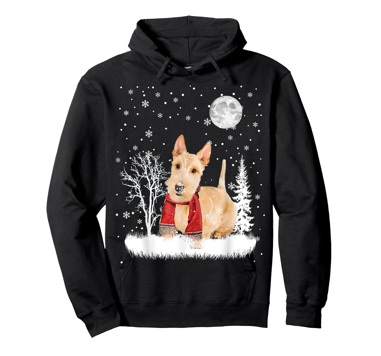 Scottish Terrier Under Moonlight Snow Christmas Pajama T-Shirt