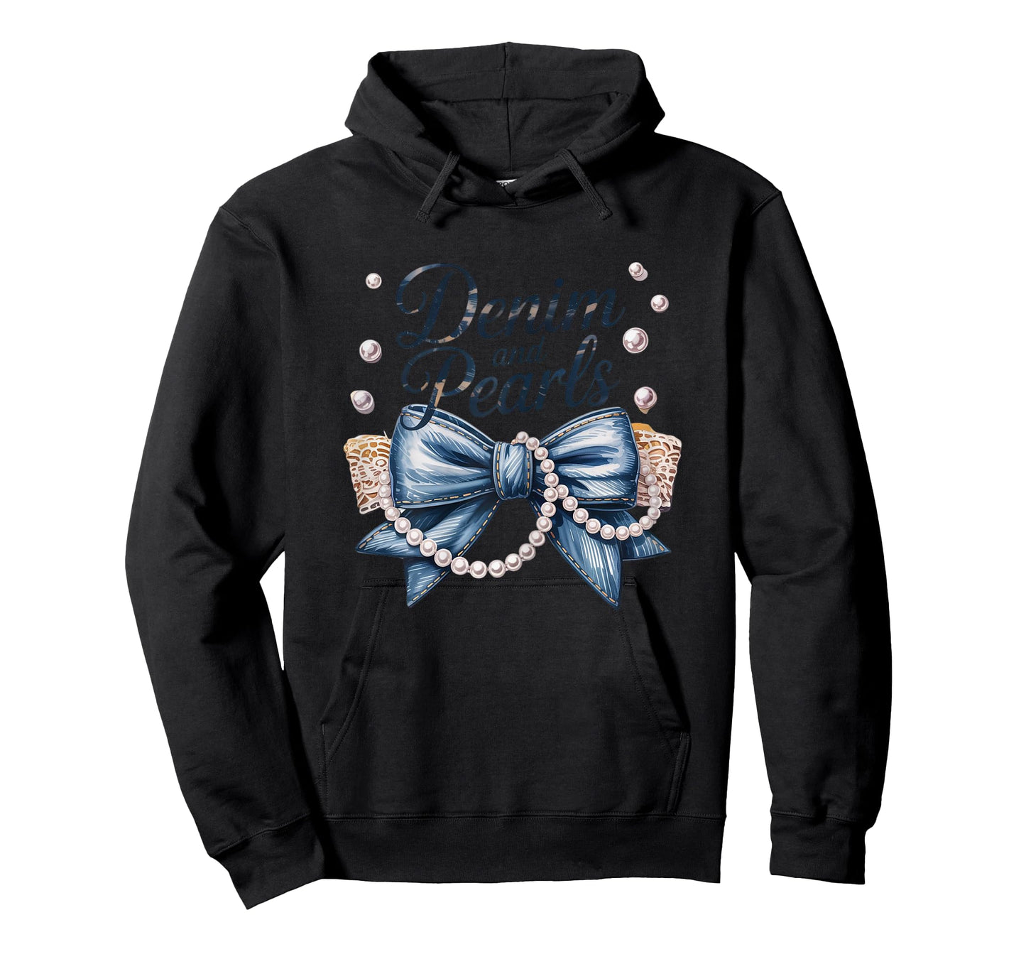 Denim and Pearls Coquette Bow Denim For Ladies Pearls T-Shirt