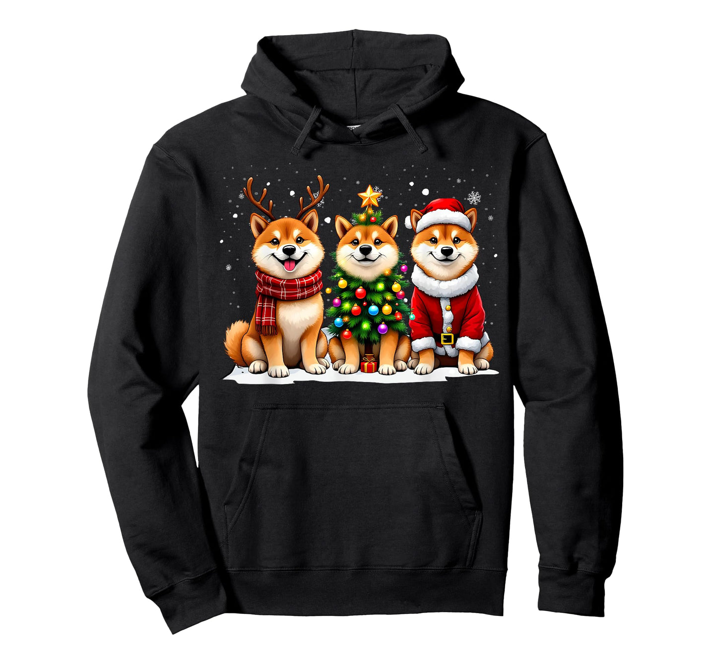 Retro Christmas Shiba Inu Santa Reindeer Dog Lover T-Shirt