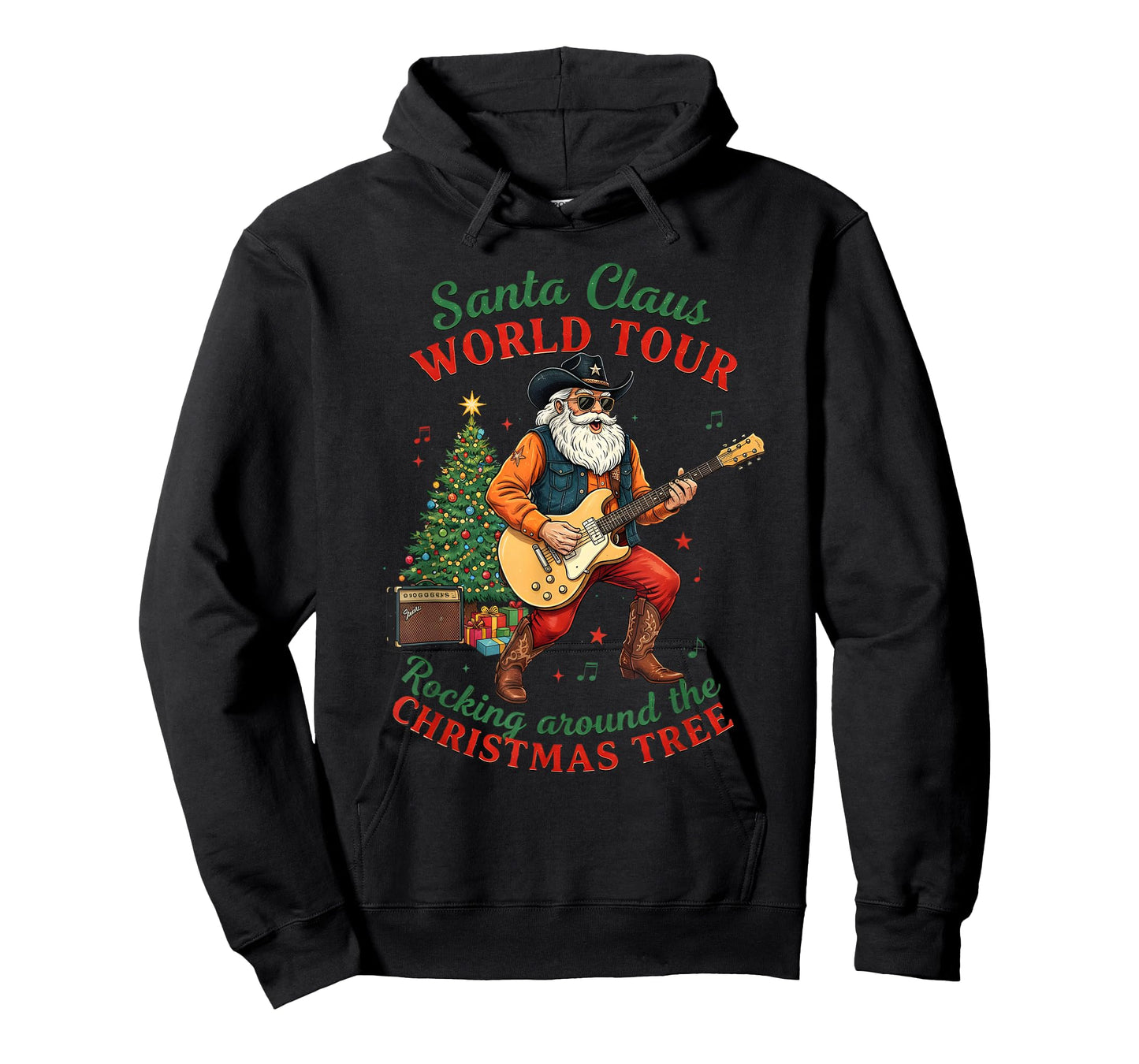 Santa Claus World Tour Rocking Around The Christmas Western T-Shirt