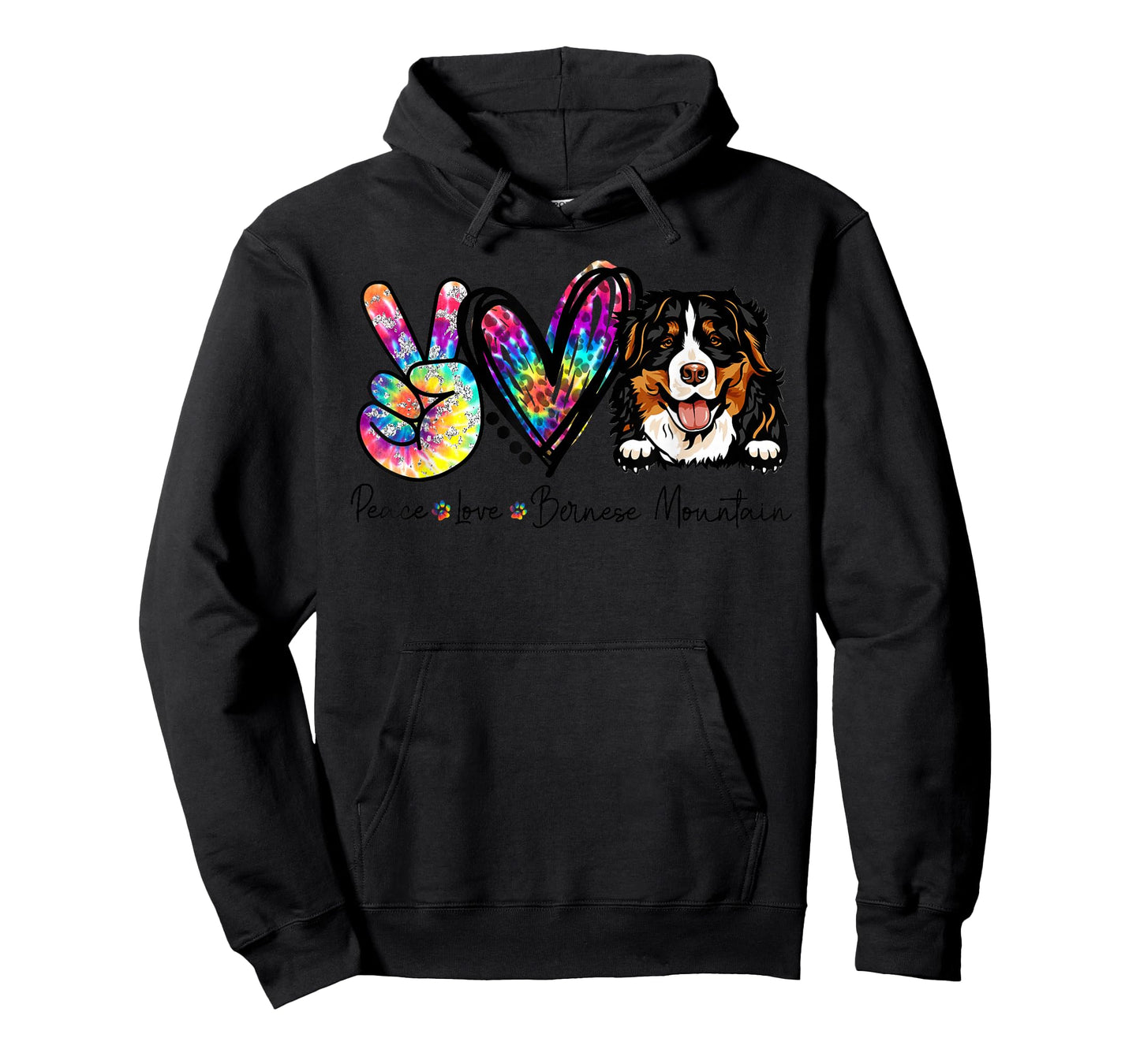 Peace Love Bernese Mountain Funny Tie Dye Dog Lovers T-Shirt Small
