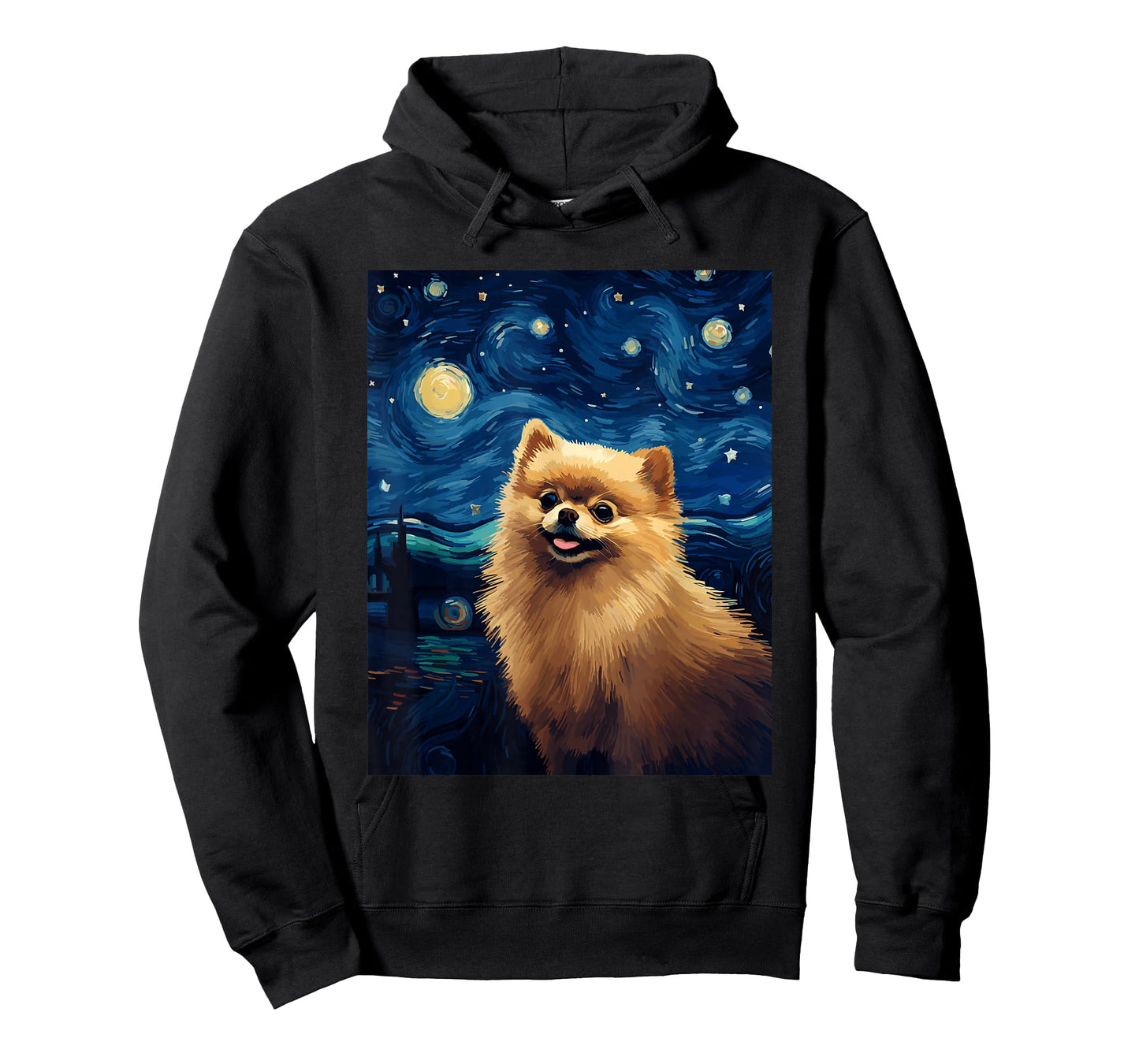 Pomeranian Dog Starry Night Van Gogh Art Lover T-Shirt