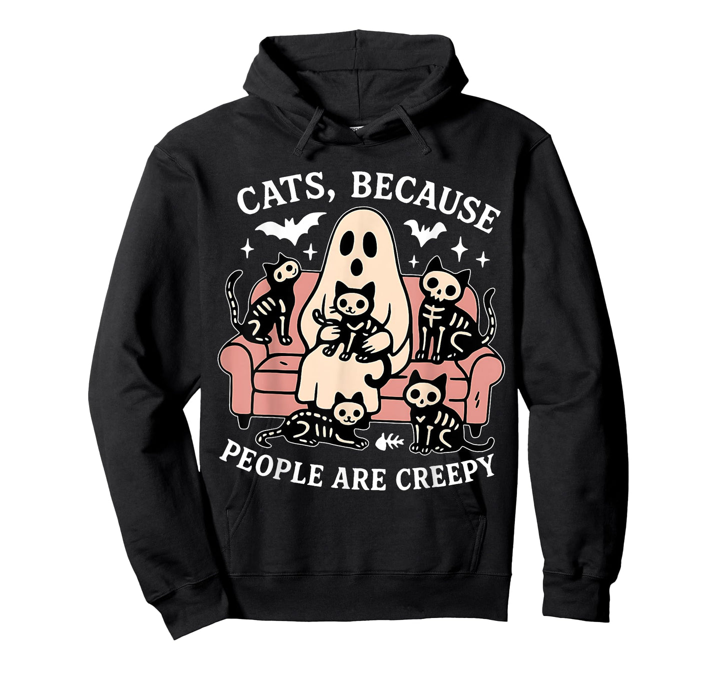 Cats Because People are Creepy Funny Ghost Skeleton Cat T-Shirt