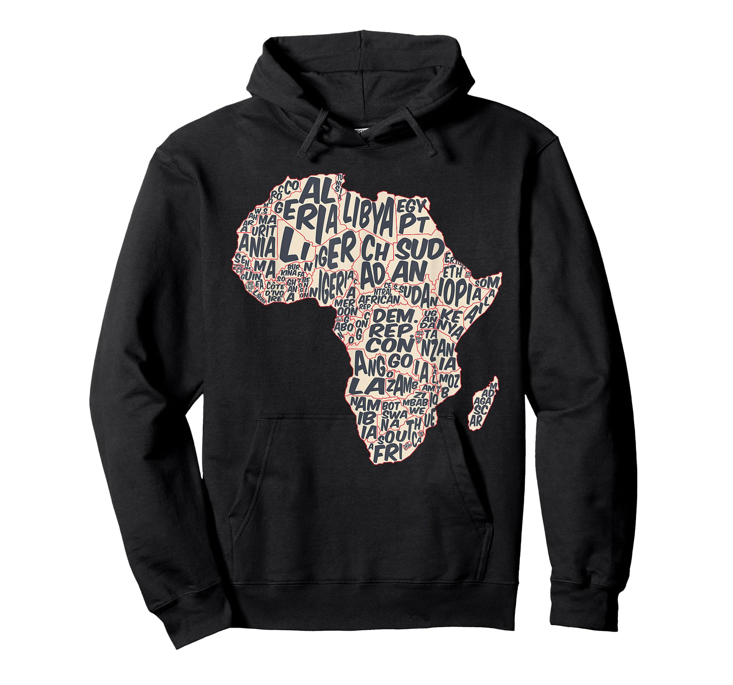 African countries Map in Typography, country names of Africa T-Shirt