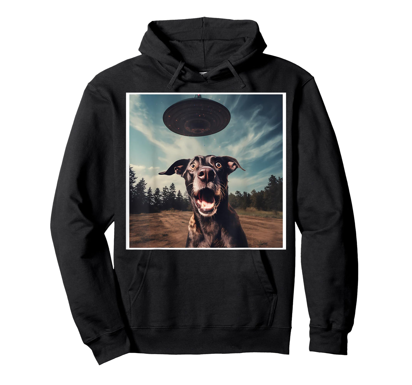 Dog Selfie with UFOs Alien Extraterrestrial UFO Believer Men Women T-Shirt