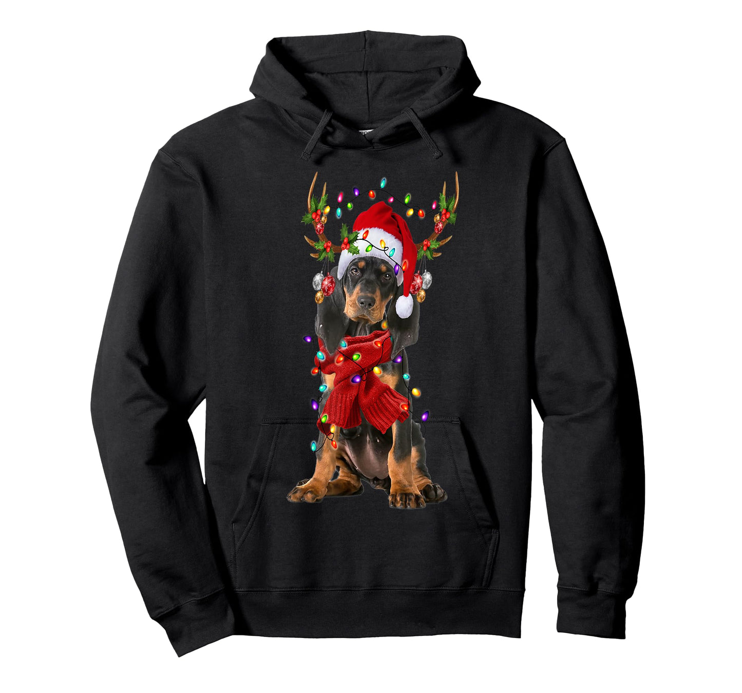 Black and Tan Coonhound Christmas Snow Layers Santa Dog Xmas Men Women Kids T-Shirt