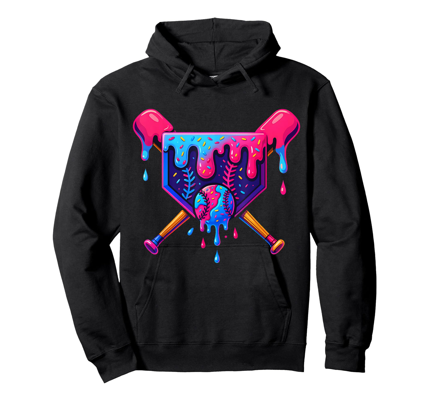 Baseball Home Plate Dripping Ice Cream Drip Youth Boys T-Shirt