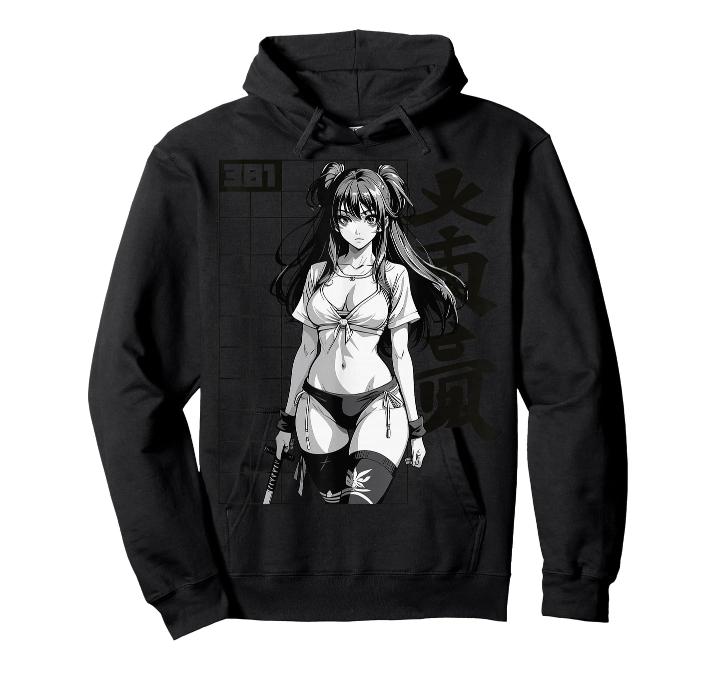 Sexy Waifu Otaku Anime Sport Girl Japanese Black White Art T-Shirt