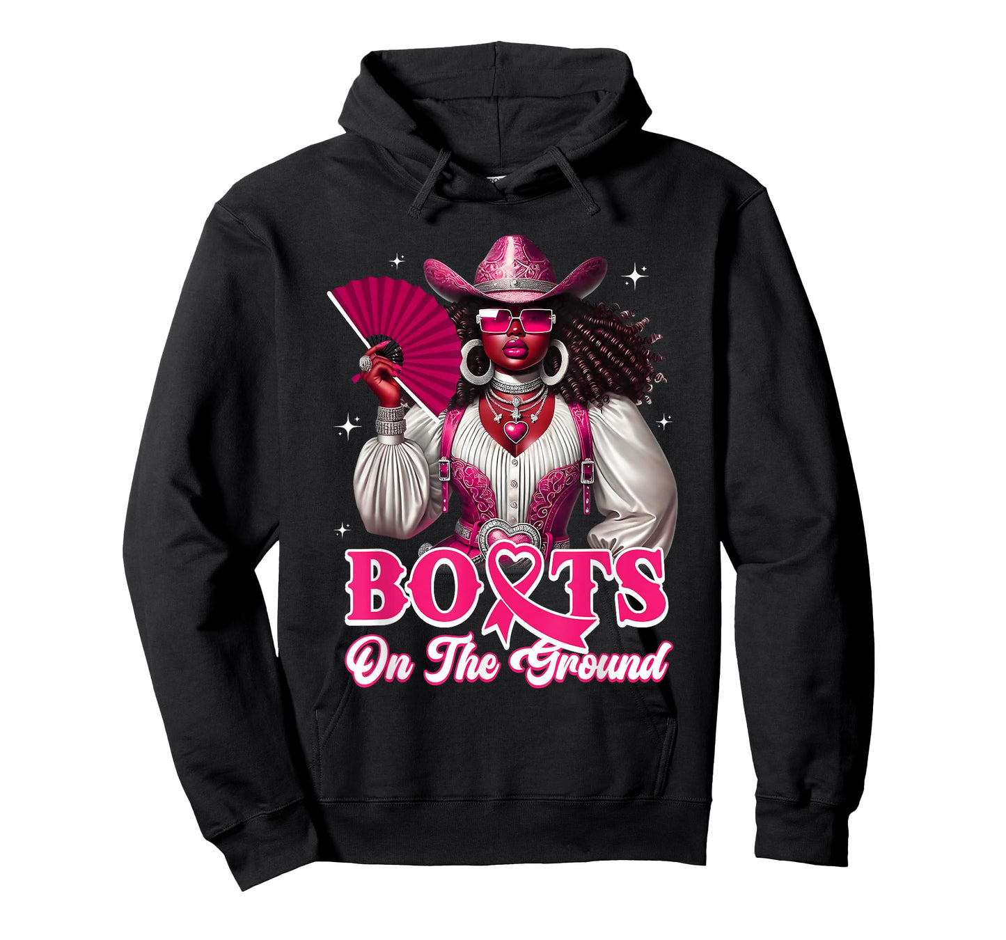 Boots On The Ground Pink Cowgirl Breast Cancer Western Women T-Shirt